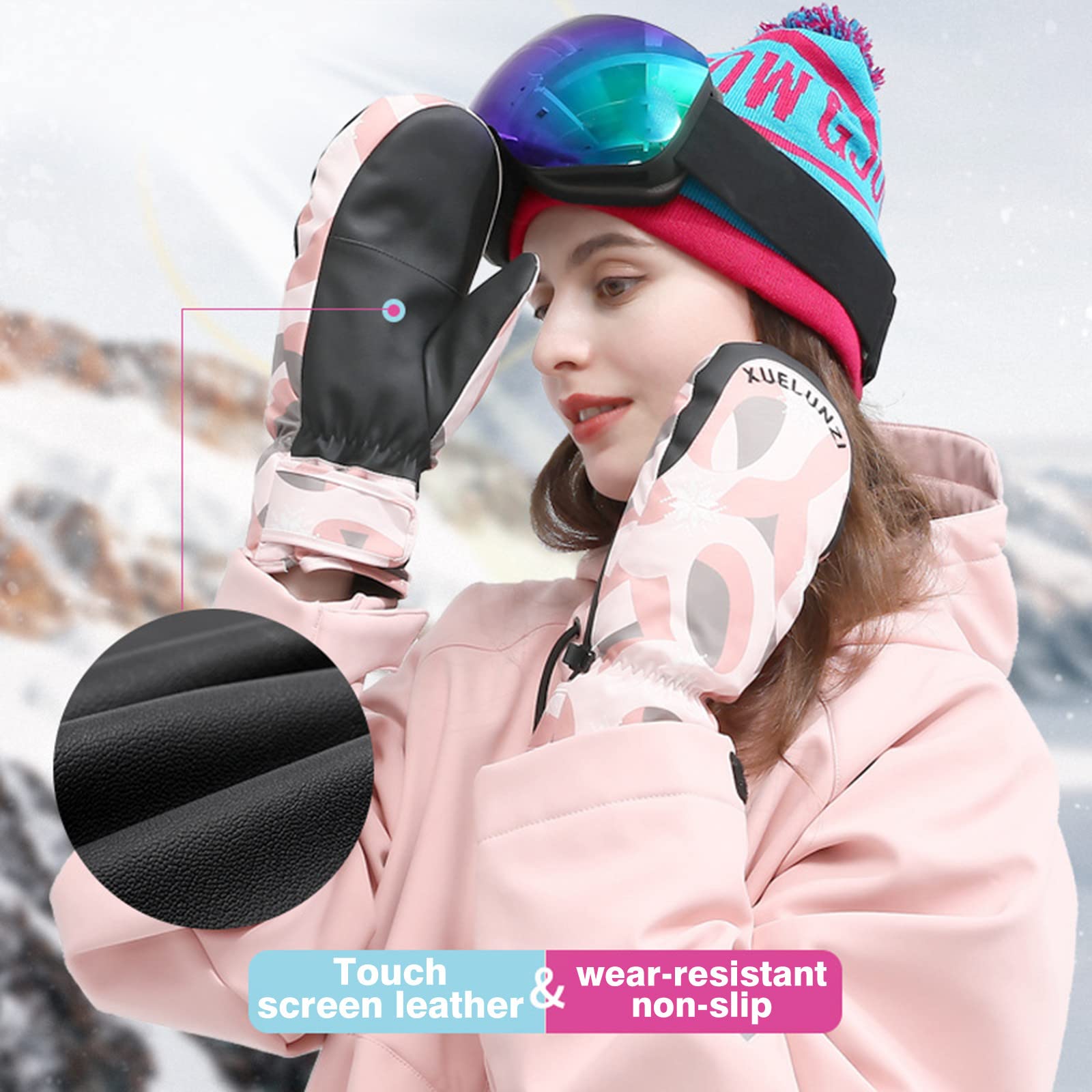 Men's & Women's Waterproof Ski Gloves - Fleece Lined Snowboarding Mittens for Cold Weather | Winter Sports, Snowboarding, Skiing & Outdoor Activities