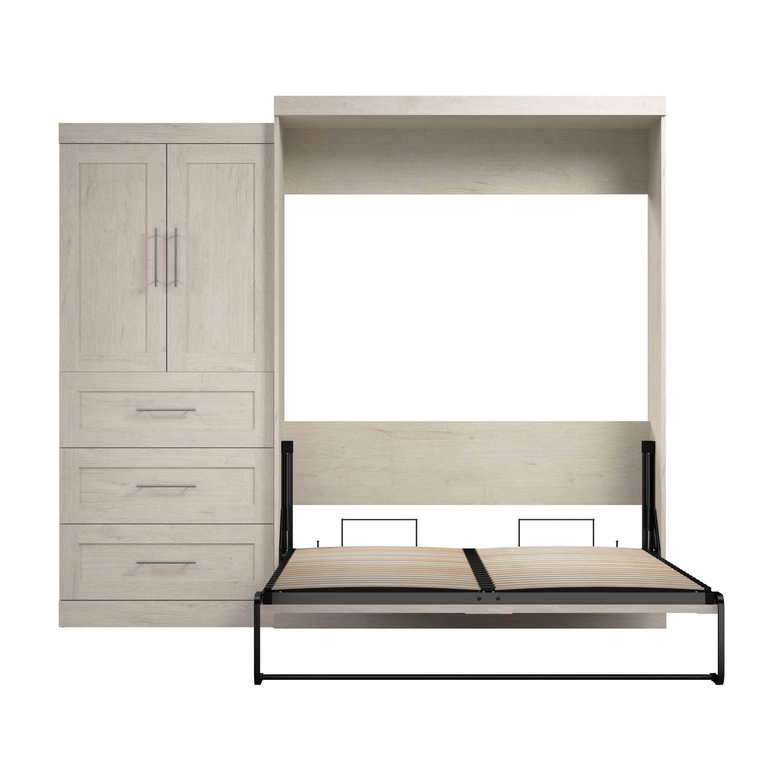 Pur Queen Murphy Wall Bed with Storage Drawers (101 Inch) - 4 Color Options | Space-Saving Wall Bed for Small Apartments, Guest Rooms & Home Offices