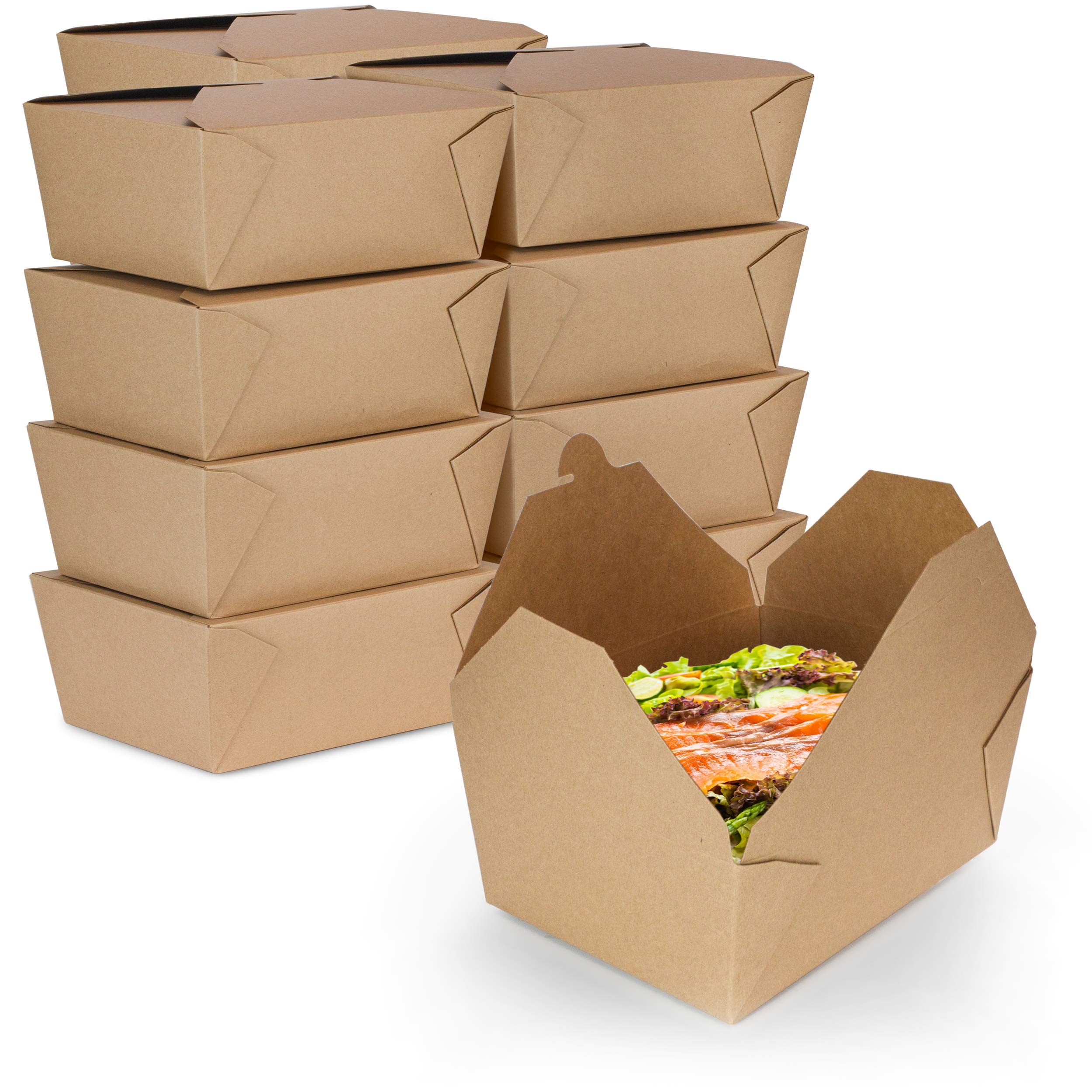[300 Pack] 48 oz Disposable Kraft Paper Take Out Containers 6.8