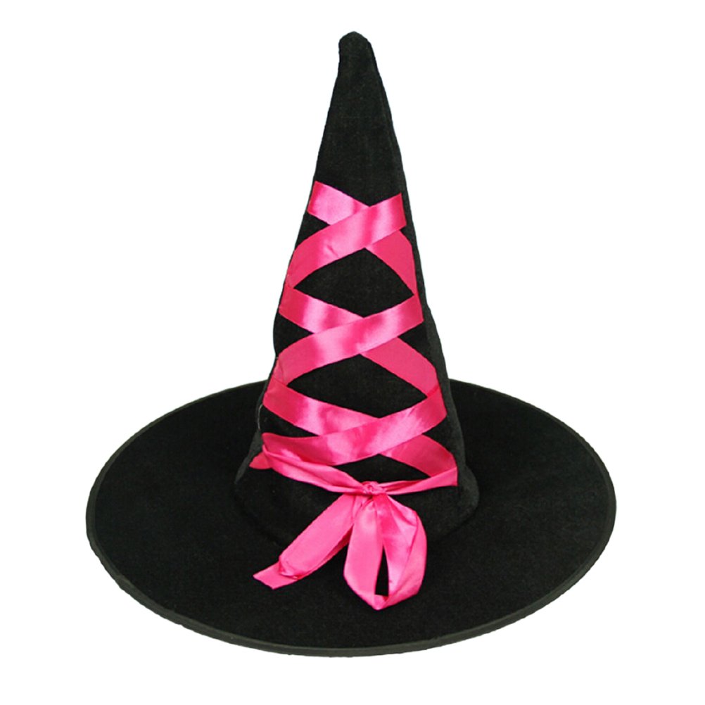 Halloween Witch Hat Decorations - Snip Toe Witch Hats with Flannel Tape for Halloween Party, Home Decor & Masquerade (Rose Red) - Perfect for Spooky Home Decor, Costume Parties & Trick-or-Treating