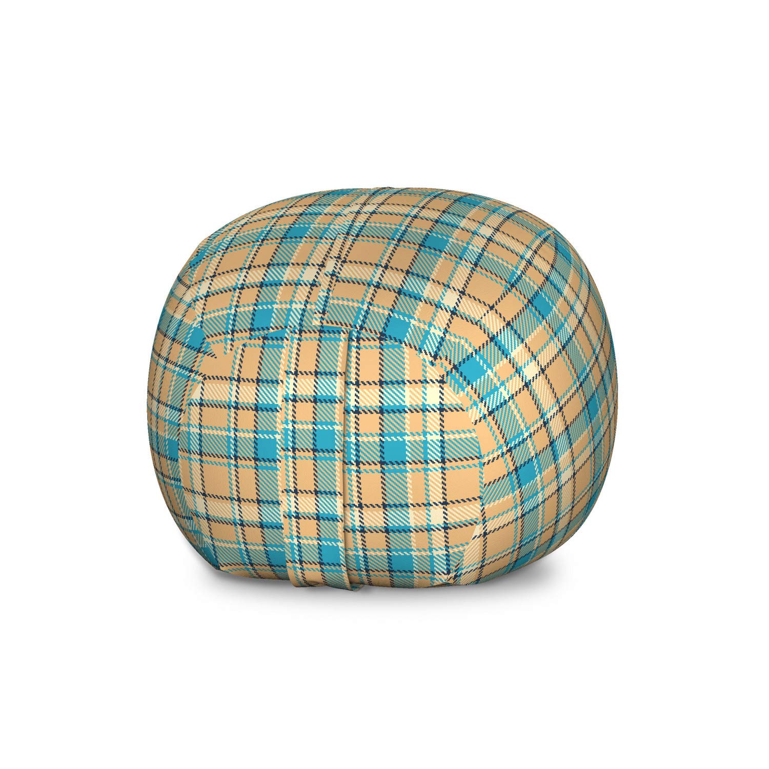 Ambesonne Checkered Storage Toy Bag Chair - Large Washable Stuffed Animal Organizer with Celtic-Inspired Zigzag Pattern in Cream & Pale Blue | Perfect for Kids' Room, Playroom & Nursery Organization