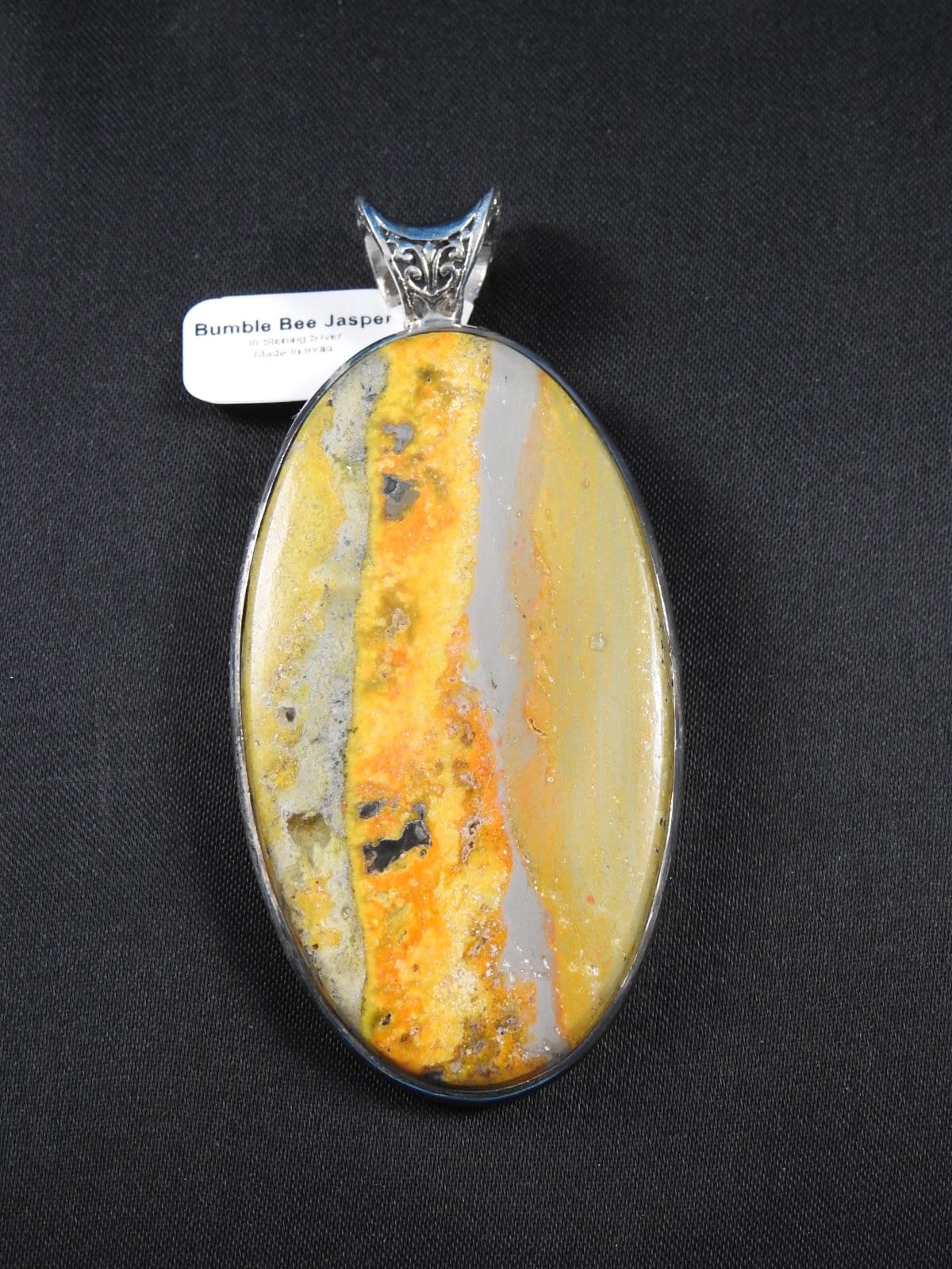 Bumblebee Jasper Sterling Silver Pendant Necklace - Natural Stone Jewelry for Women - Perfect for Everyday Wear & Spiritual Healing