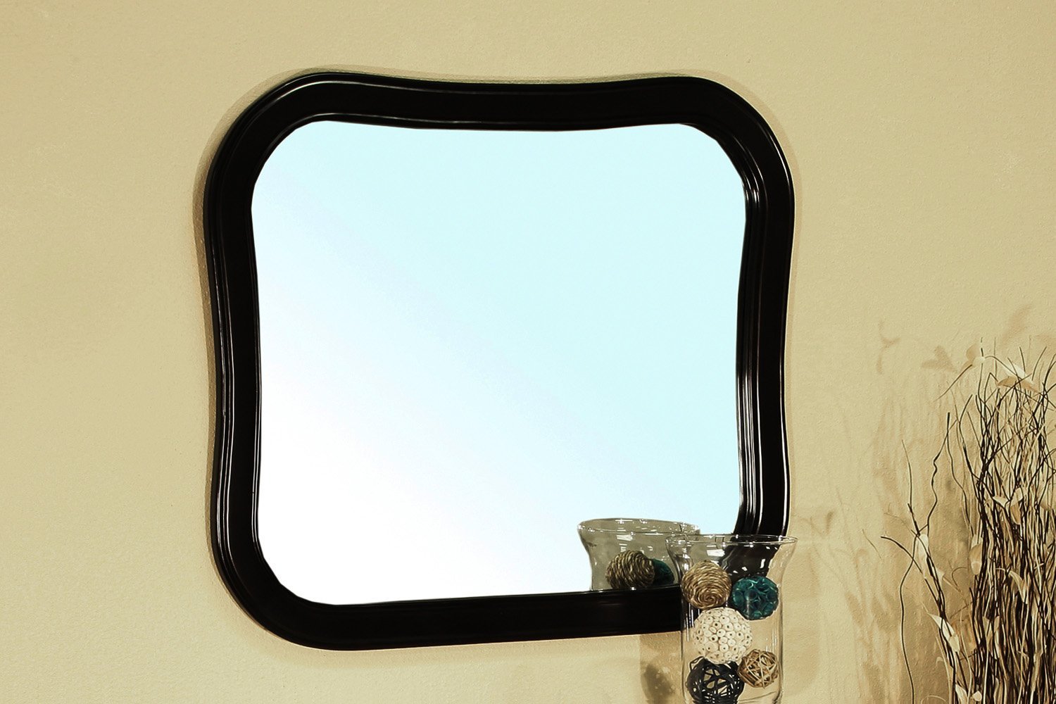 203037-MIRROR-ES Solid Wood Frame Mirror, Espresso Brown - Full Length Wall Mirror for Bedroom, Living Room & Entryway Decor