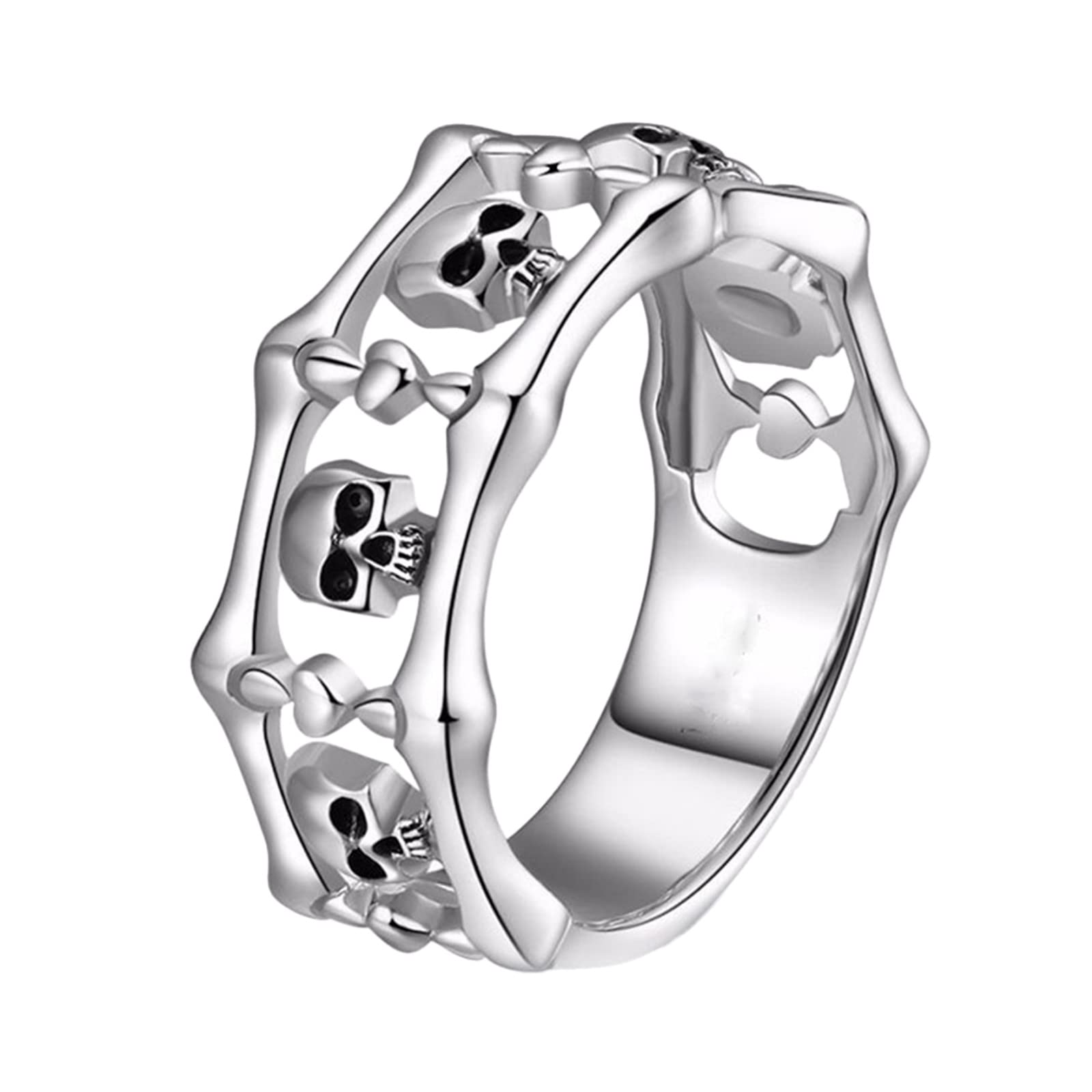 Funny Geometry Hollow Rings for Women - Gold & Silver Fashion Jewelry - Trendy Ladies Rings Size 5-12 - Perfect for Casual Wear, Parties & Gifts (Silver, Size 5)
