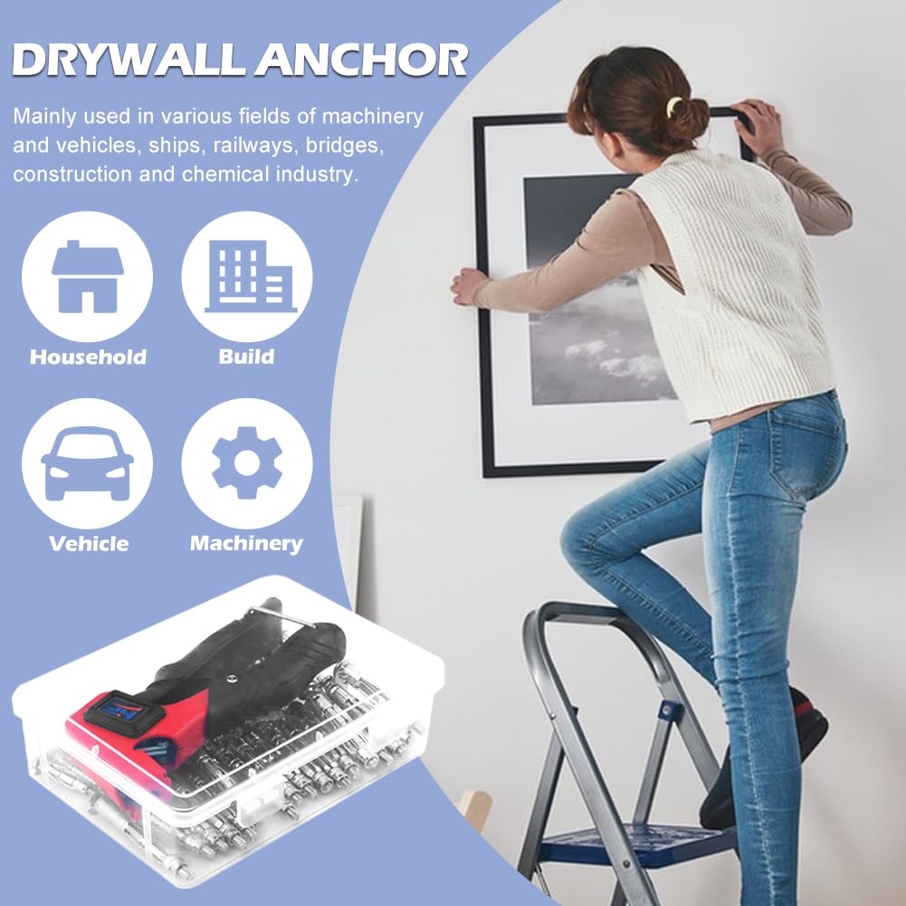Heavy Duty Hollow Wall Anchors and Screws Kit - 36PCS Drywall Anchors in 6 Sizes with Setting Tool - Perfect for Hanging Pictures, Shelves & Home Decor