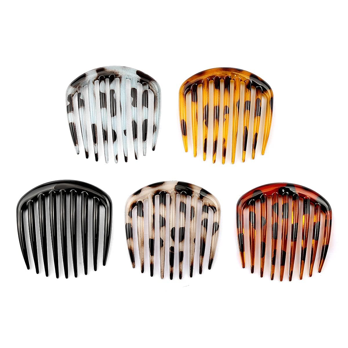 Jagowa 5PCS Vintage French Twist Comb Hair Pins - Retro Celluloid Hair Clips with 9 Teeth for Women & Girls | Perfect for Updos, Weddings & Everyday Hairstyles