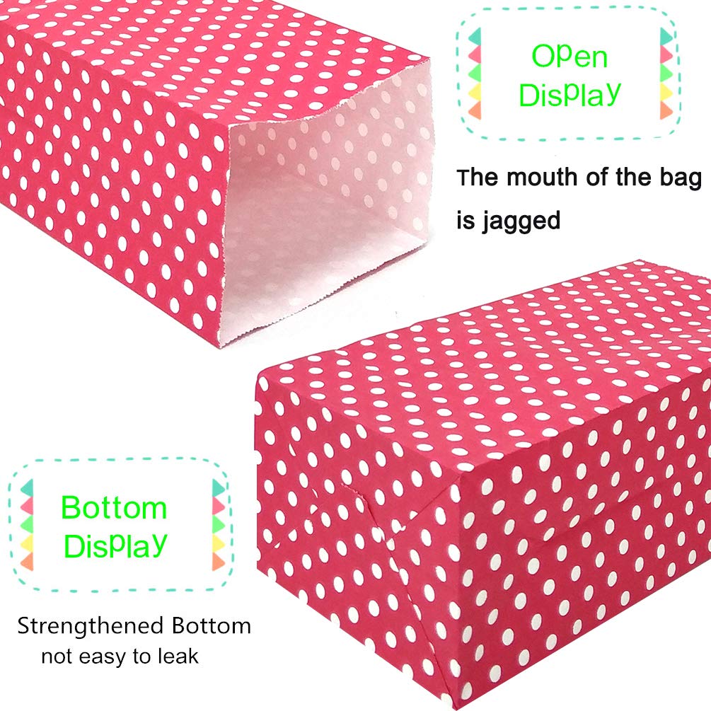 Red Polka Dot Paper Bags - 50 Pack Mini Lunch & Gift Bags (3.5x2.3x7 inches) for Party Favors, Wedding, Baby Shower & Birthday Celebrations - Eco-Friendly Small Treat Bags for Candy, Cookies & Gifts
