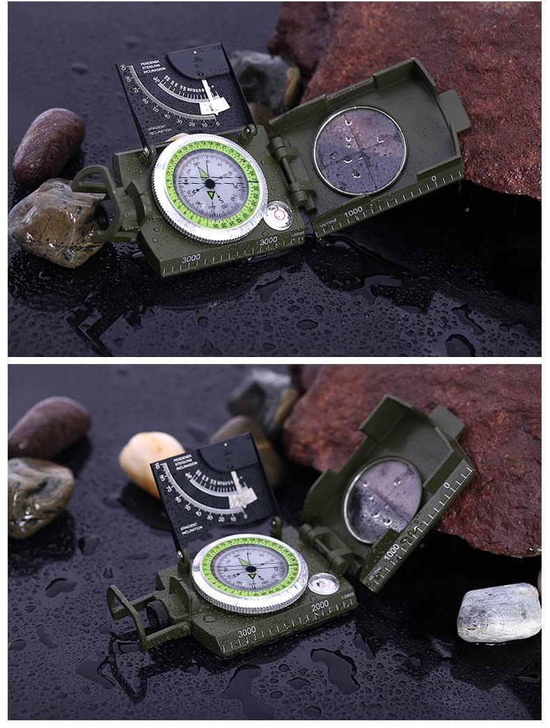 Military Sighting Compass for Hiking, Camping & Survival - Compact Handheld Compass with Declination Adjustment, Waterproof & Durable for Outdoor Adventures - Perfect for Backpacking, Hunting, Boy Scout Activities & Emergency Navigation