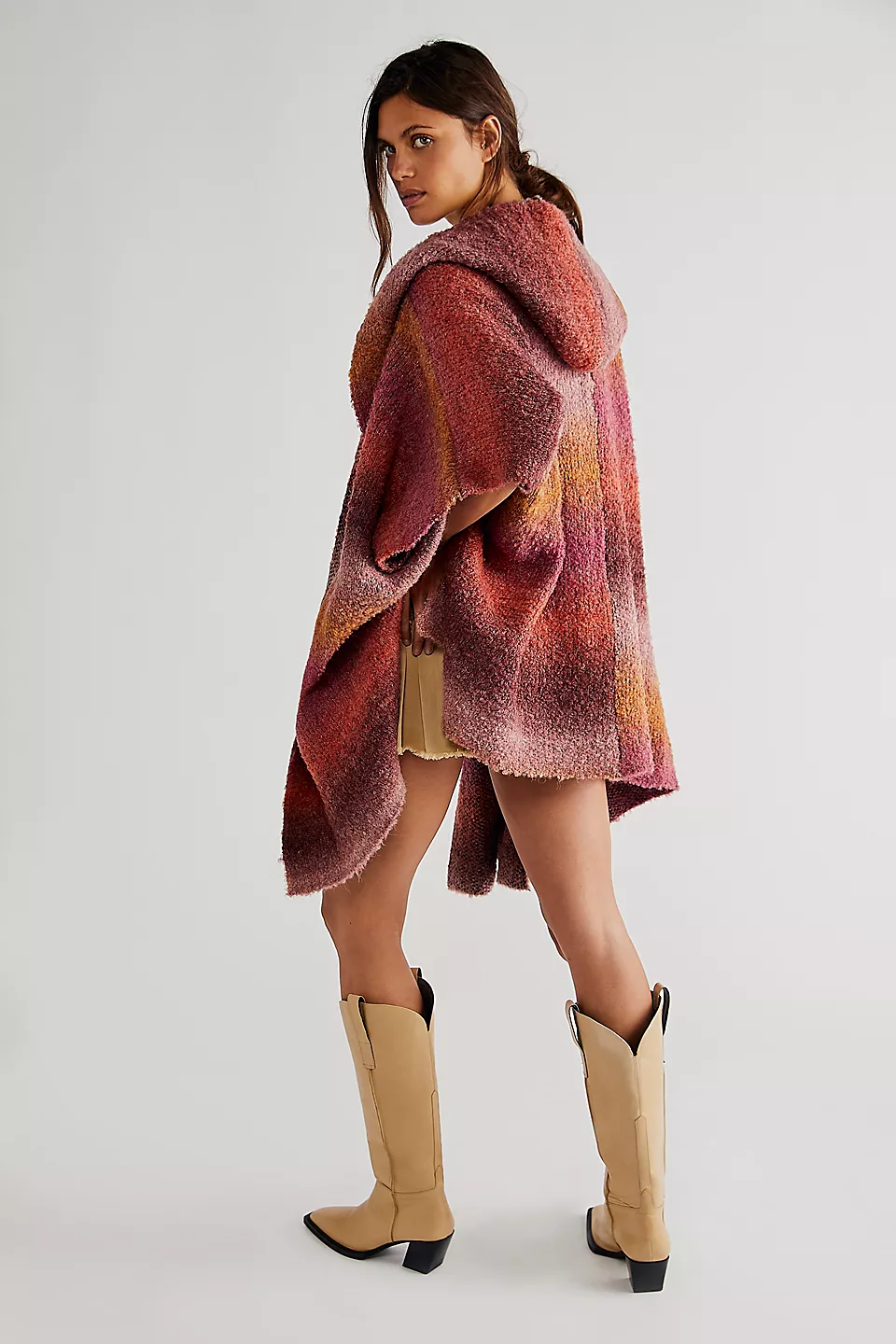 Stylish Hooded Kimono with Multicolor Gradient - Perfect for Loungewear, Yoga, and Beach Cover-Up