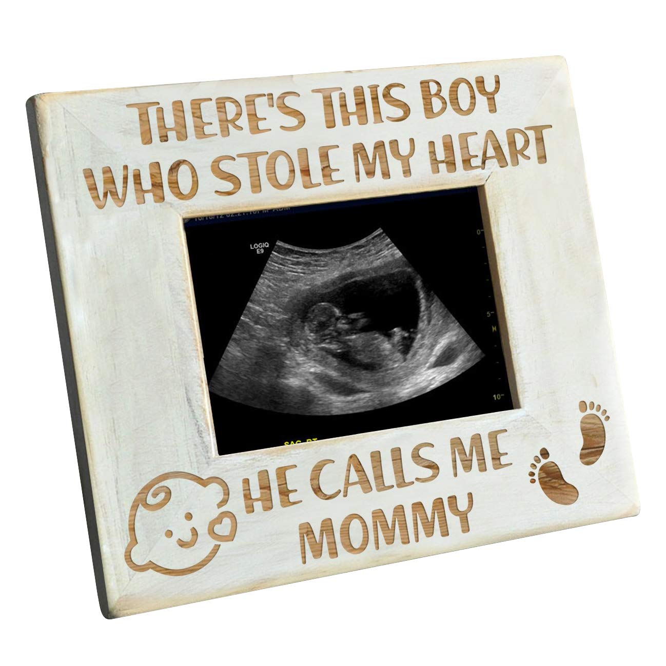 Personalized Baby Boy Wood Picture Frame - Engraved 'There's This Boy He Calls Me Mummy' - Perfect Newborn Gift for Nursery, Christening, or First Birthday - Handmade Wooden Photo Display for Baby's Room Decor