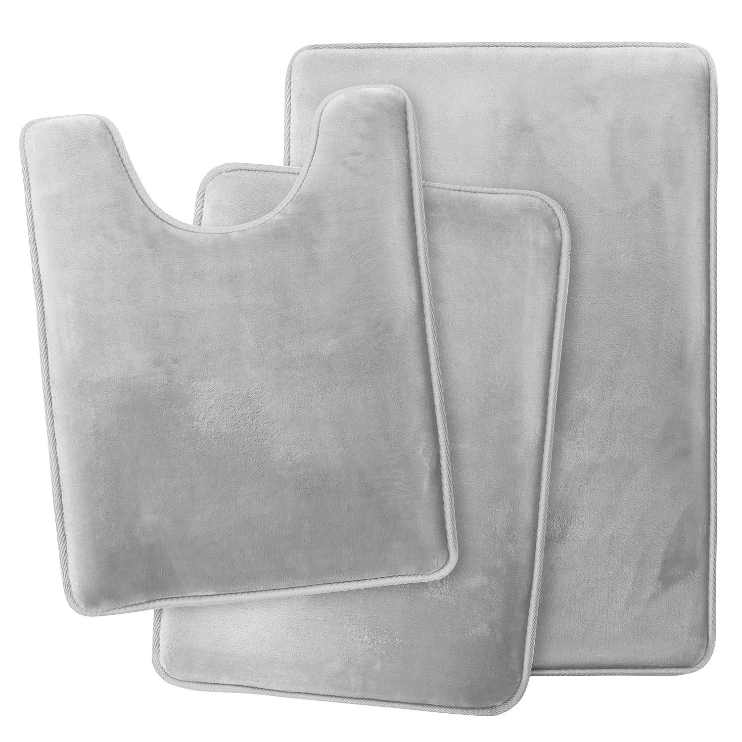 Clara Clark Memory Foam Bath Mat Set - 3 Piece Non-Slip Absorbent Velvet Bathroom Rugs (20
