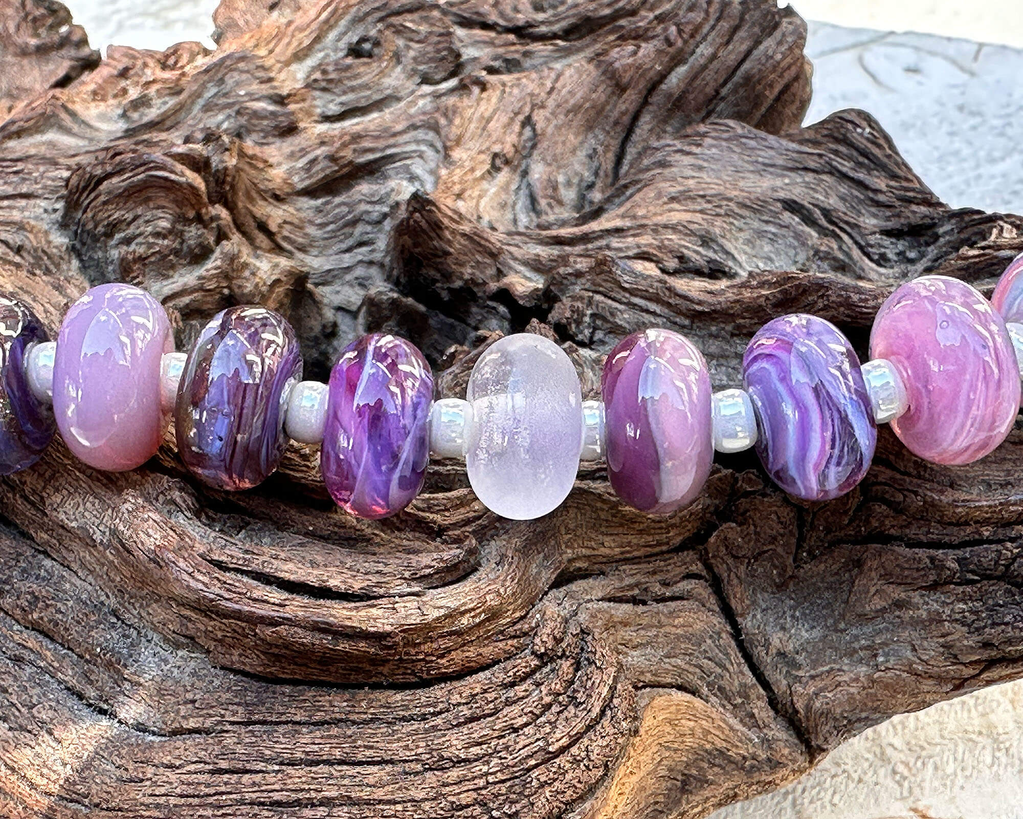 24-Piece Purple Blue Mosaic Lampwork Glass Beads Set for Jewelry Making - DIY Necklace, Bracelet & Earring Crafting Supplies (SRA) - Perfect for Boho, Hippie & Handmade Jewelry Designs
