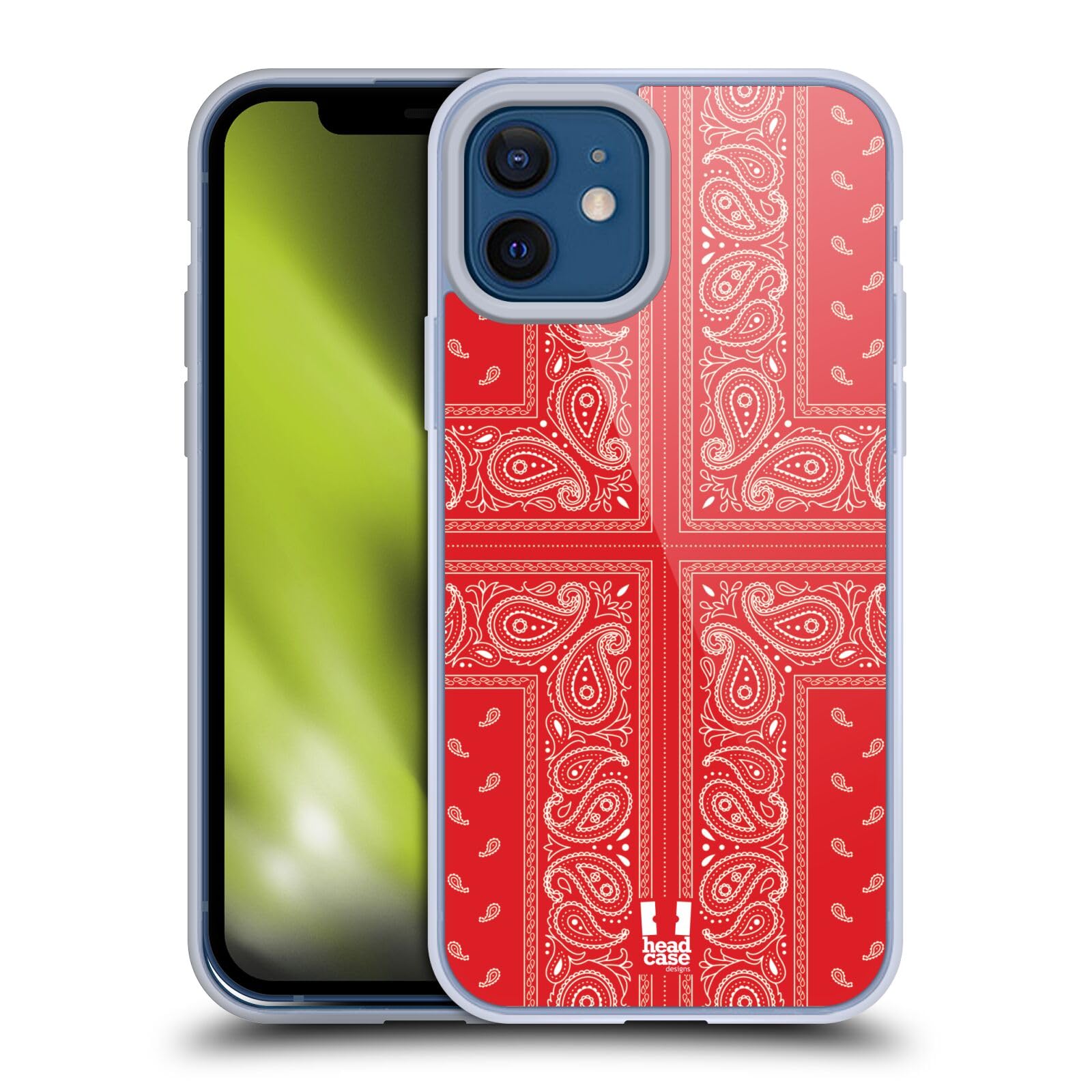 Head Case Designs Cross Red Classic Paisley Bandana Soft Gel Phone Case Compatible with Apple iPhone 12 & iPhone 12 Pro - Stylish Protective Cover for Everyday Use, Travel & Outdoor Activities