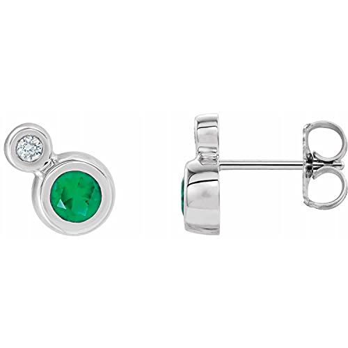 Emerald and Diamond - 0.06 Ctw,Size-4 mm