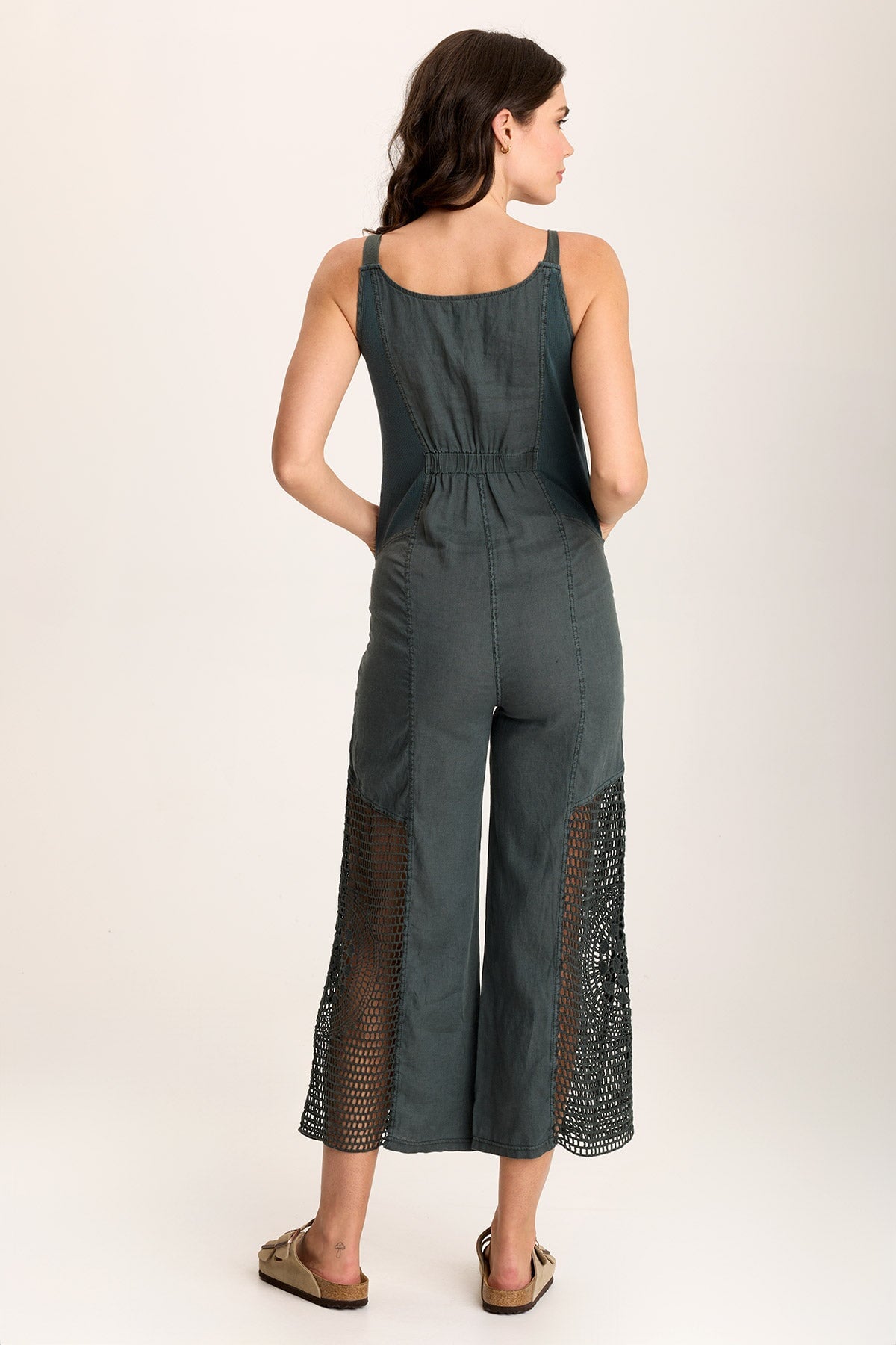 Anamita Women's Linen Crochet Jumpsuit - Boho Chic Romper with Floral Embroidery | Perfect for Beach Vacation, Summer Outfits & Boho Fashion