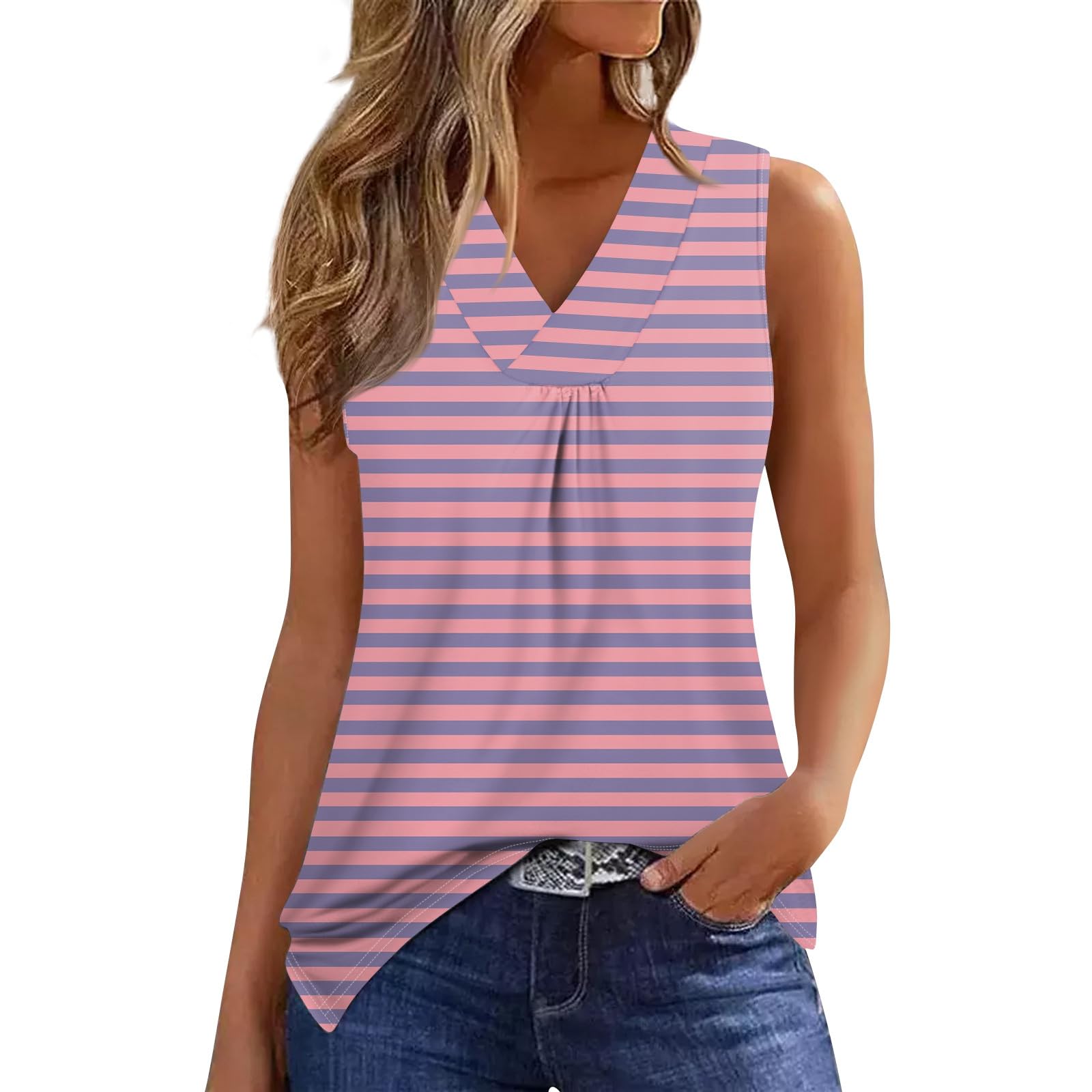 **Women's 2024 V-Neck Tank Tops - Sexy Sleeveless T-Shirts for Summer, Casual, Workout & Tunic Style | Perfect for Gym, Beach & Everyday Wear**