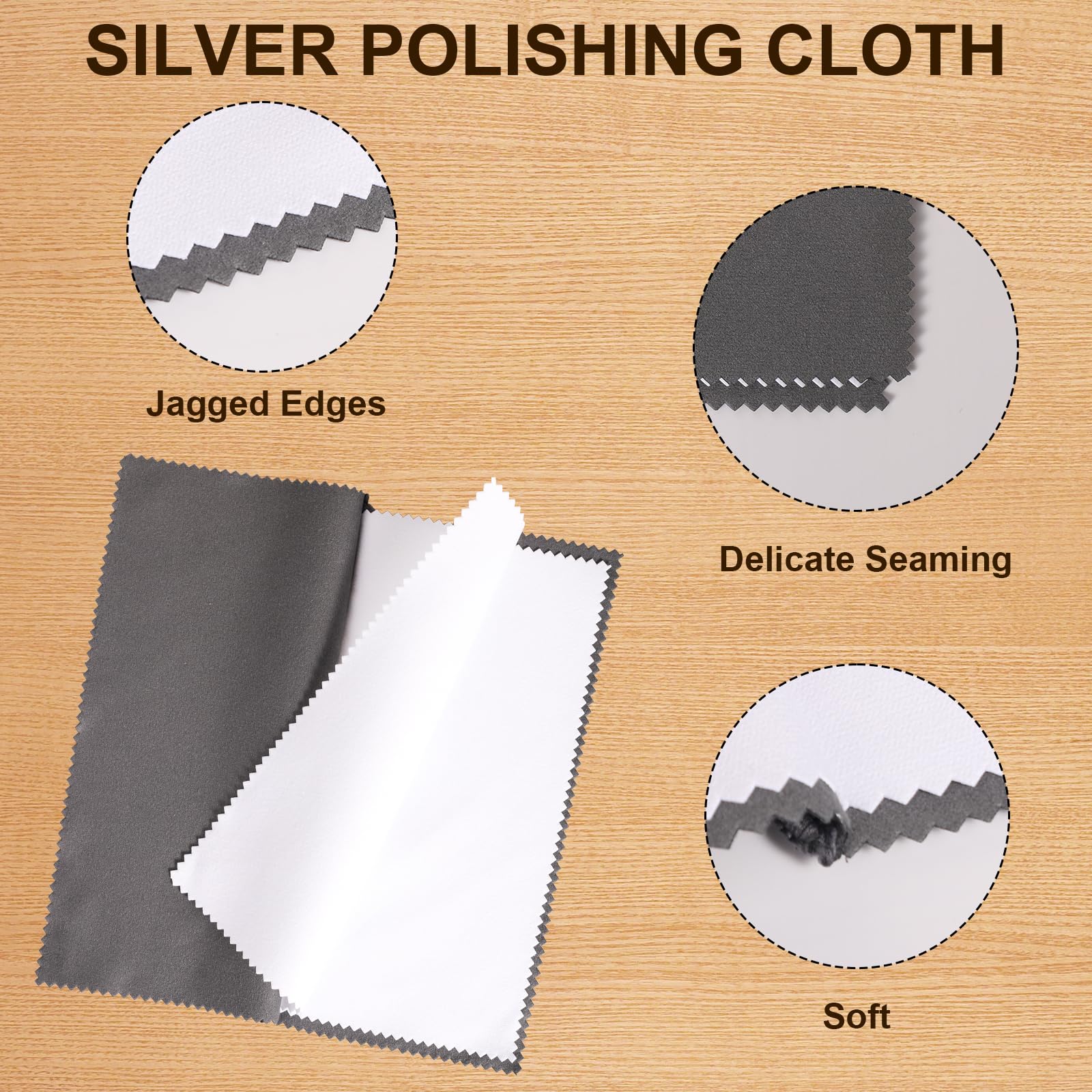 4-Pack Premium Silver Polishing Cloths (7.87x7.87 Inch) - Double-Sided Jewelry Cleaning Cloth for Silver, Gold & Platinum - Multi-Layer Scratch-Free Polishing - Perfect for Rings, Necklaces & Watches at Home or Travel