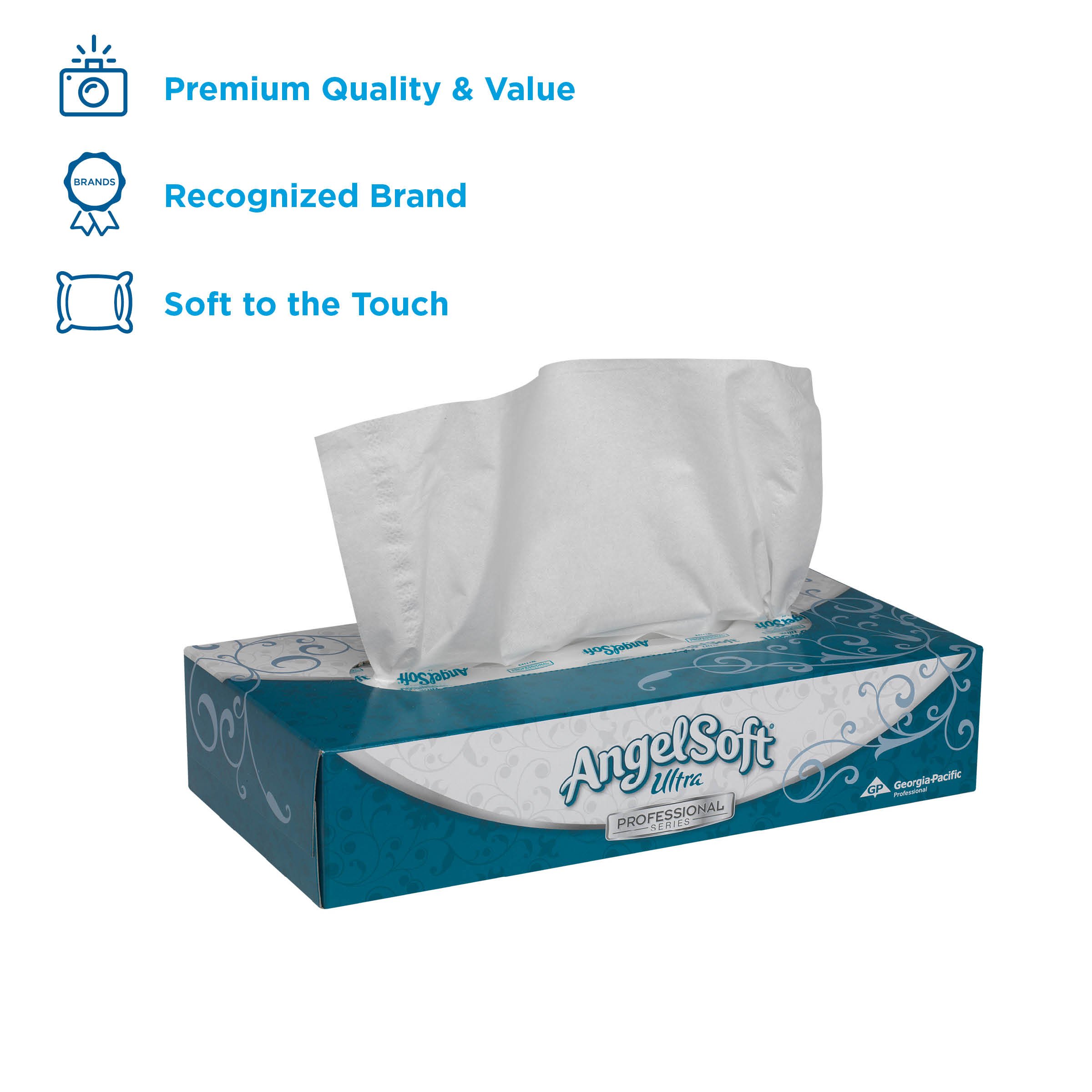 Angel Soft Ultra Professional Series Premium 2-Ply Facial Tissues - 30 Boxes (125 Sheets Each) | Soft & Strong for Office, Home & Commercial Use | Bulk Flat Box Tissue Dispenser Refills by GP PRO