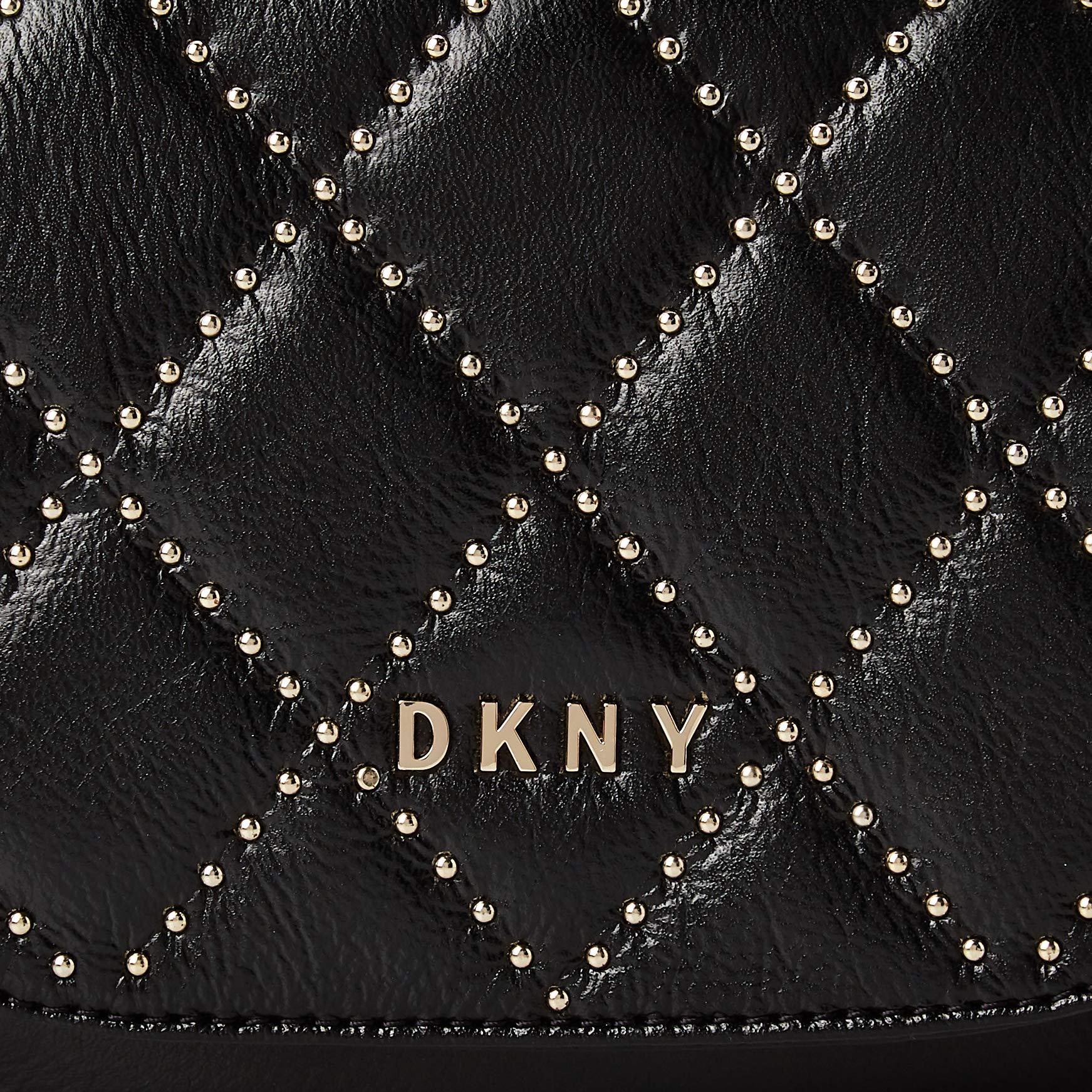 DKNY Sofia Studded Leather Small Saddle Bag Crossbody Purse for Women - Black | Stylish Shoulder Bag for Work, Date Night & Travel Accessories