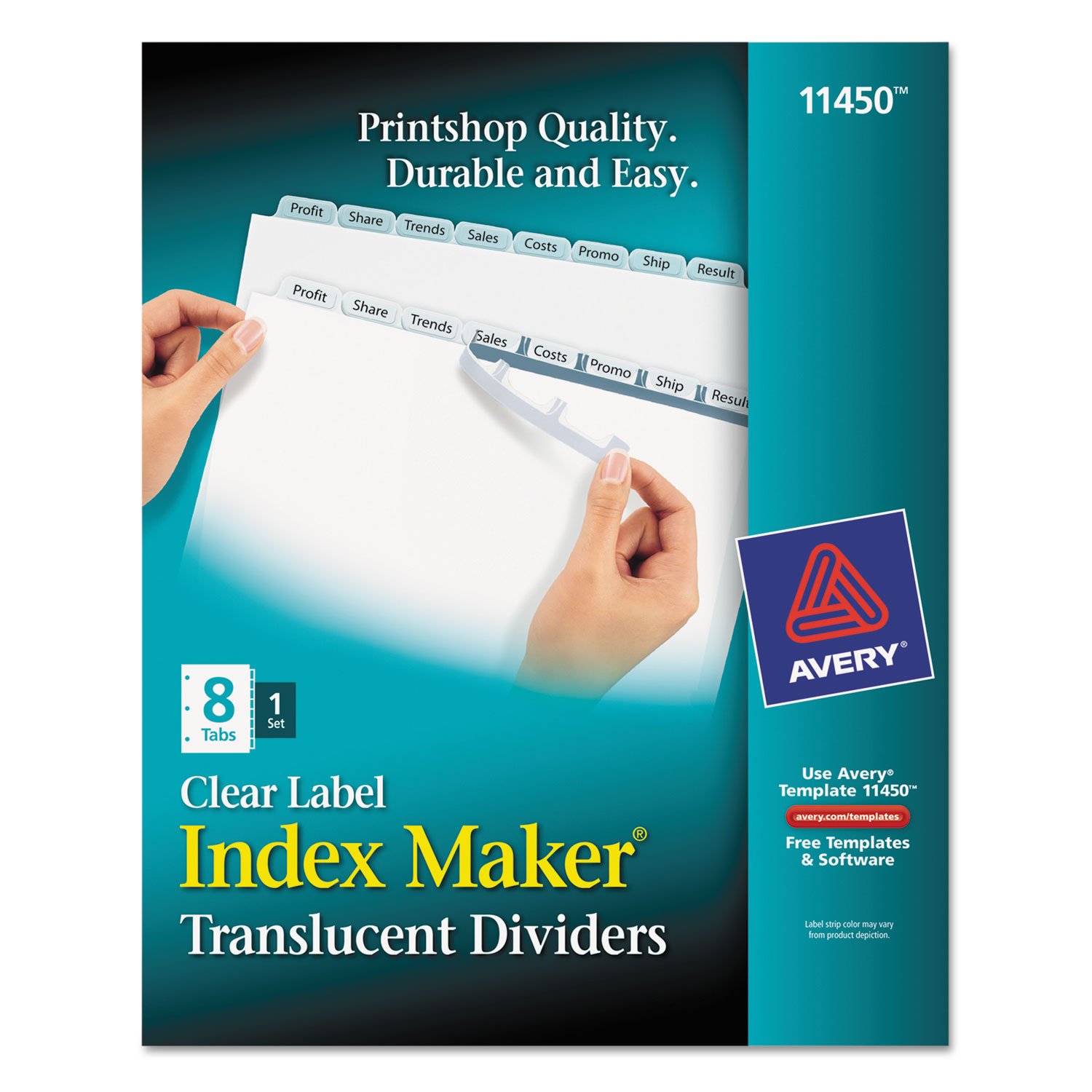 Avery 11450 Index Maker Print & Apply Clear Label Plastic Dividers, 8-Tab, Letter Size - Perfect for Office Filing, School Projects & Document Organization