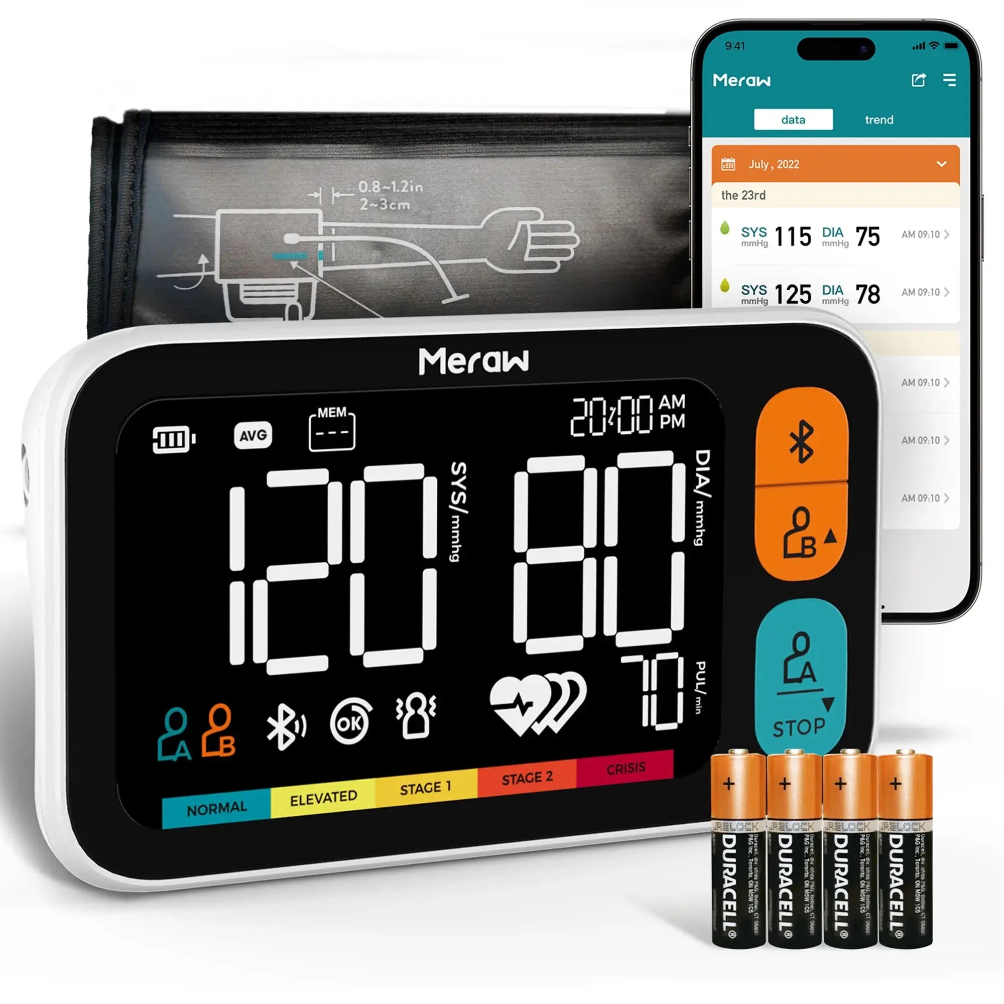 Wireless Bluetooth Blood Pressure Monitor with Large LCD Display - Accurate & Portable for Home Use, Gym, Travel & Health Tracking