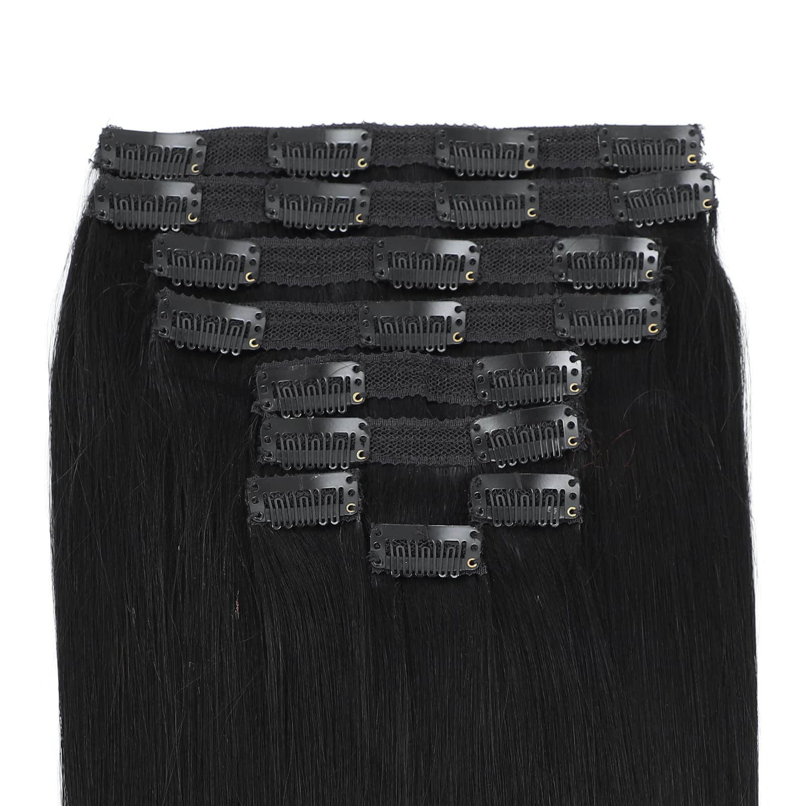 Clip in Hair Extensions 22 Inch - 9pcs 130g Jet Black Human Hair Extensions Straight & Soft - Natural Remy Hair for Thickening & Styling - Perfect for Parties, Weddings & Daily Wear