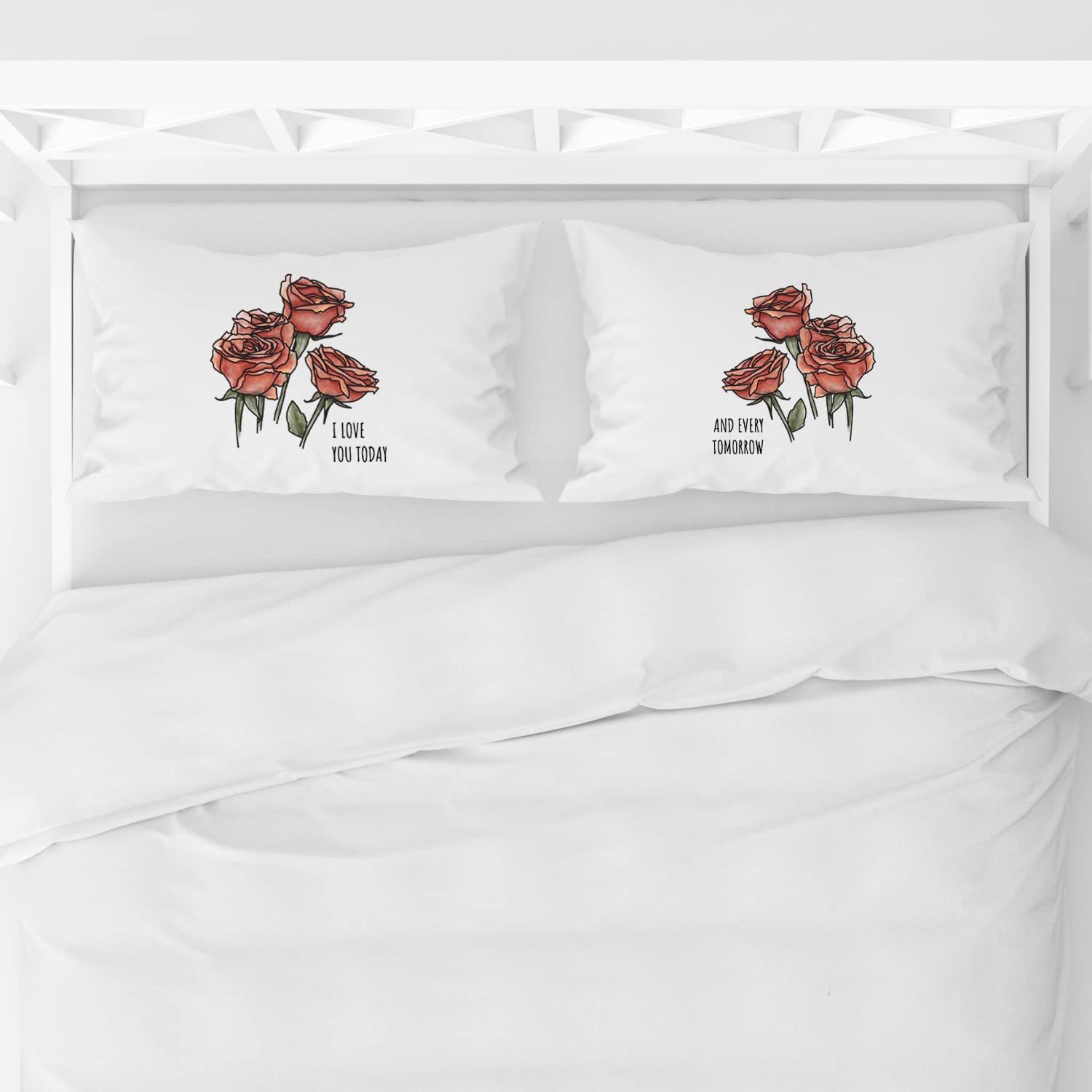 His and Hers Honeymoon Pillowcases Set - Romantic Wedding & Engagement Gifts for Couples - Valentines Day Gifts for Him and Her - Soft Cotton Pillow Cases with Today & Tomorrow Design - Perfect for Anniversaries, Newlyweds and Romantic Getaways