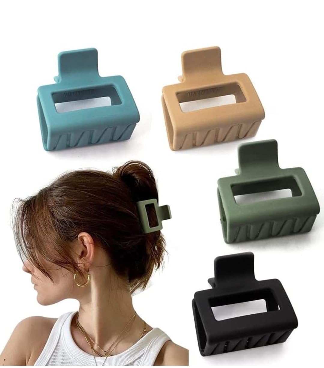 Accesar 4-Pack Matte Square Hair Claw Clips for Women - 2 Inch Hair Clips for Thick Hair, Non-Slip Grip, Multicolor Hair Accessories - Perfect for Updos, Ponytails, and Everyday Styling