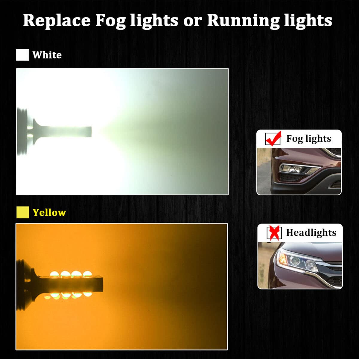 SOCAL-LED 2x H1 LED Fog Light Bulbs for Powersports - 3030 SMD Super Bright Red DRL Daytime Running Lights - Perfect for ATV, UTV, Motorcycle & Off-Road Vehicles