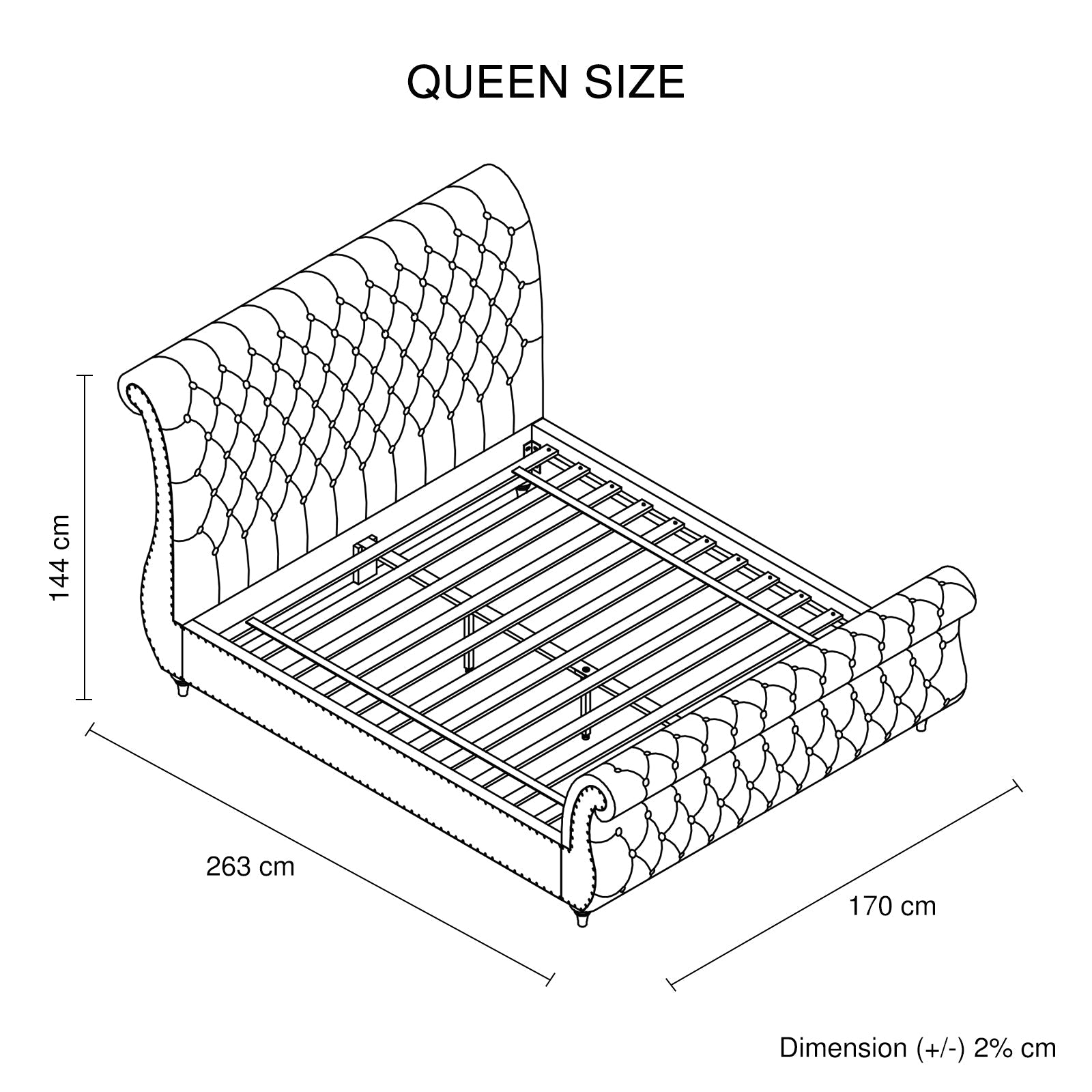 Luxury Grey Velvet Queen Size Bed Frame - Bedzy Royal Sleigh Platform Bed with Upholstered Headboard | Perfect for Master Bedroom, Guest Room & Modern Home Decor