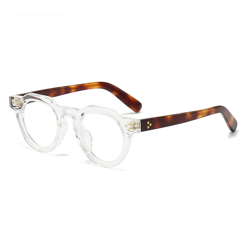 Stylish Black Unisex Acetate Eyeglasses 8013 - Full Rim Round Flat Top Frame for Men & Women | Perfect for Reading, Work, and Everyday Fashion