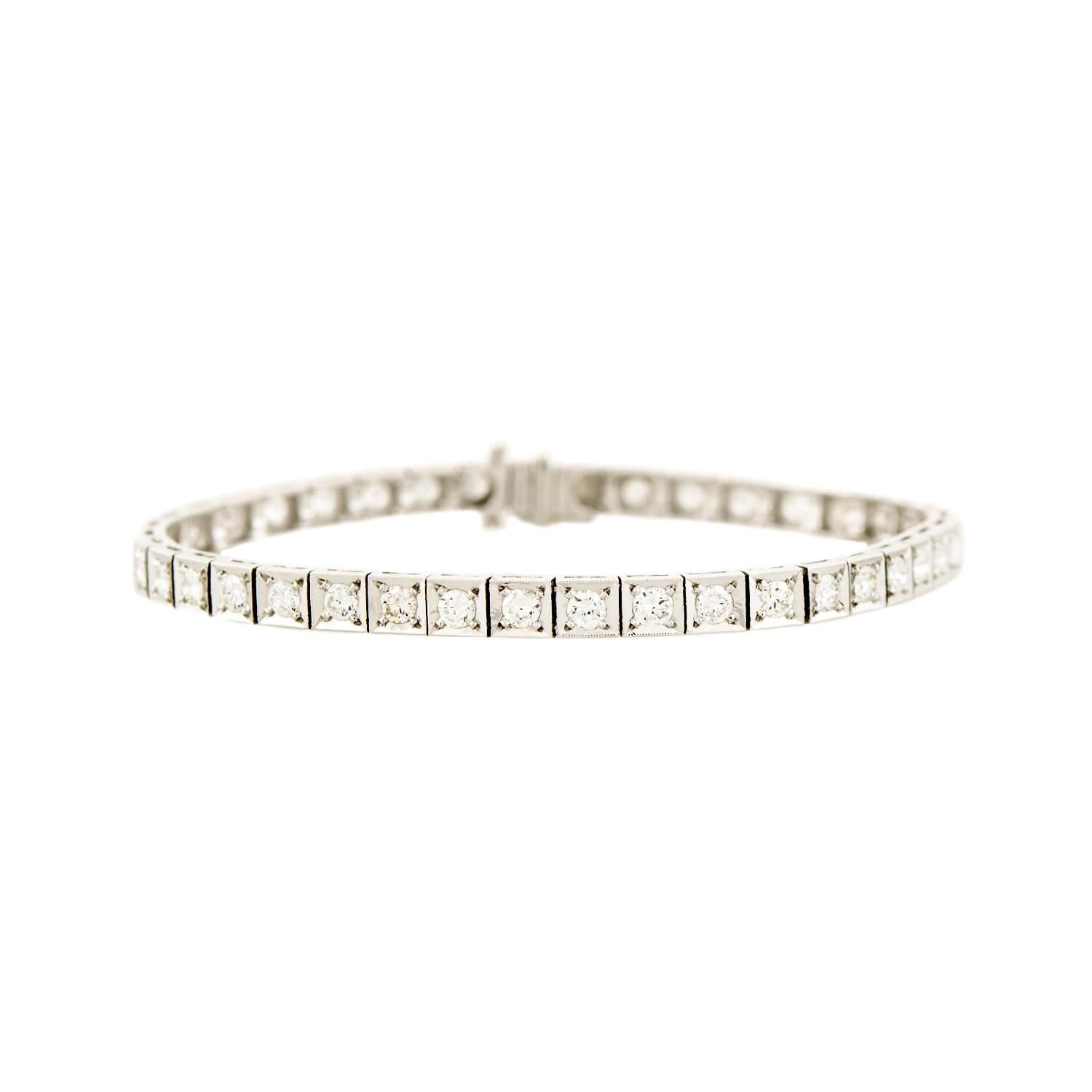 Art Deco Platinum Diamond Tennis Bracelet for Women - Vintage Inspired Elegant Jewelry for Weddings, Parties & Special Occasions