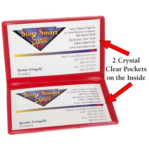 StoreSMART Red Folding Business Card Holders - 100 Pack - Durable Polypropylene Plastic Card Cases (RPP2915R100) - Perfect for Networking Events, Trade Shows & Office Organization
