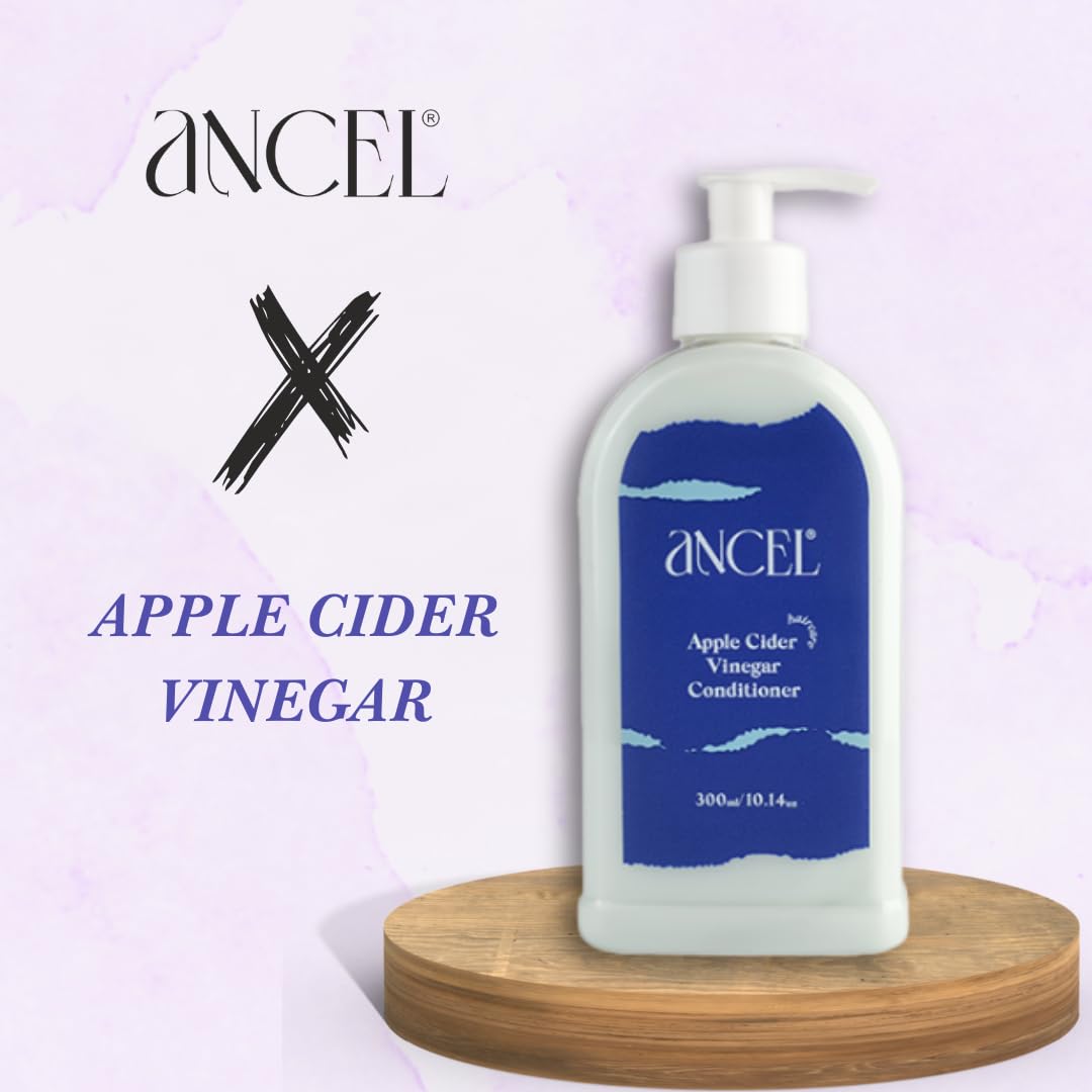 Ancel Apple Cider Vinegar Hair Conditioner 300ml - Natural Formula with ACV, Almond Oil, Argan Oil & Shea Butter - Sulfate Free & Paraben Free - For Dry, Damaged Hair - Men & Women - Perfect for Daily Use & Color Treated Hair