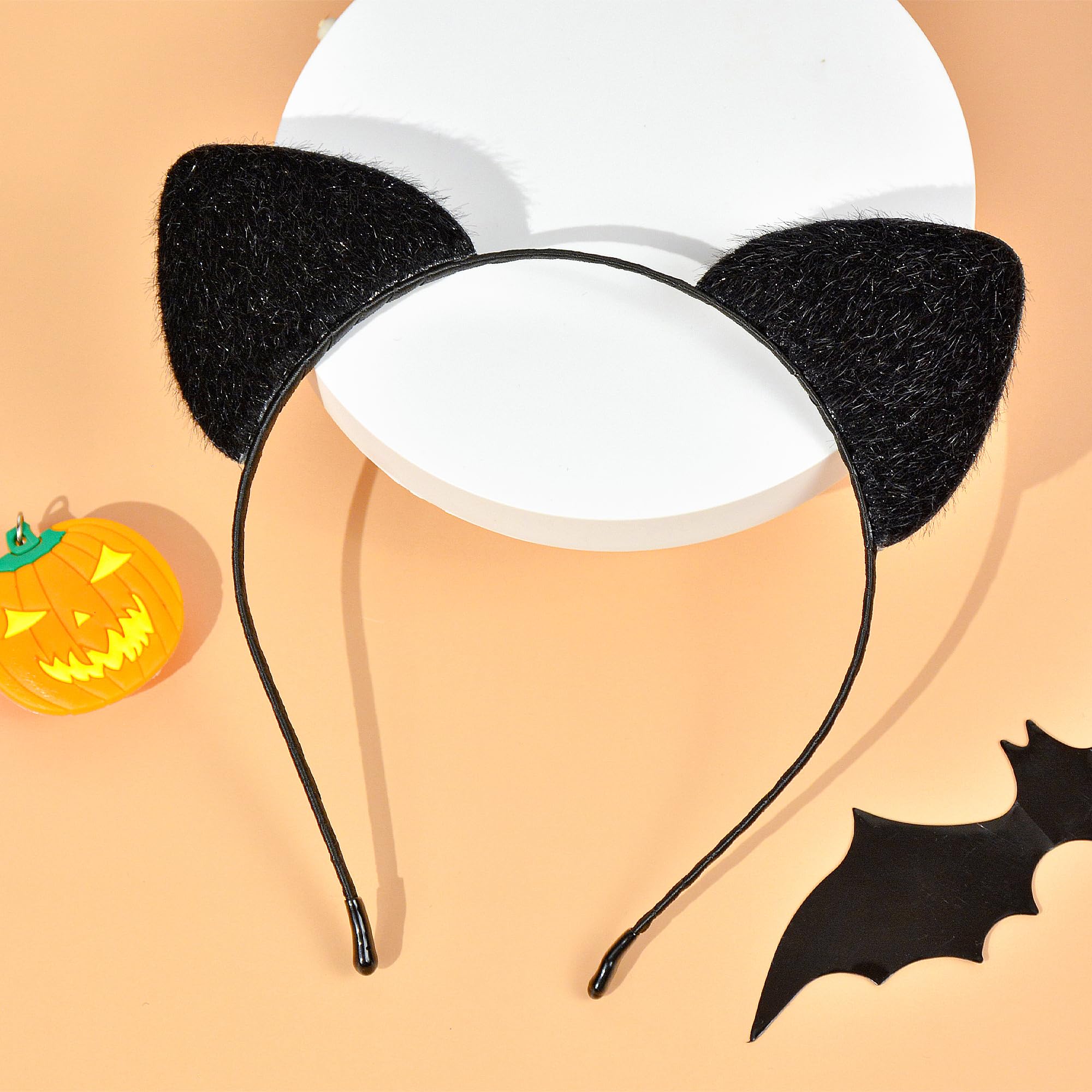 Black Cat Ears Headband for Women & Girls - Halloween Cosplay Accessories, Fancy Dress Up Costume for Parties & Anime Conventions