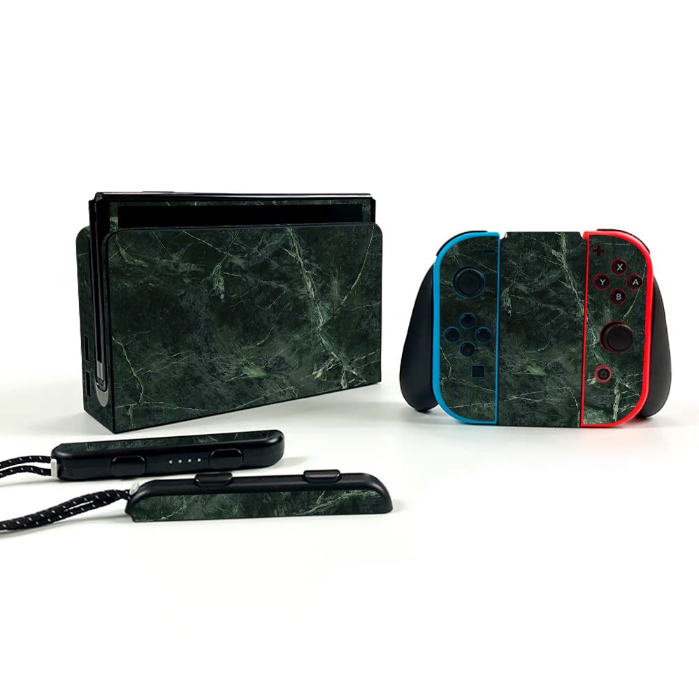 MightySkins Protective Vinyl Skin for Nintendo Switch OLED - Green Marble Design | Durable, Scratch-Resistant Decal Wrap Cover | Easy to Apply & Remove | Made in USA | Perfect for Gaming, Travel & Personalization