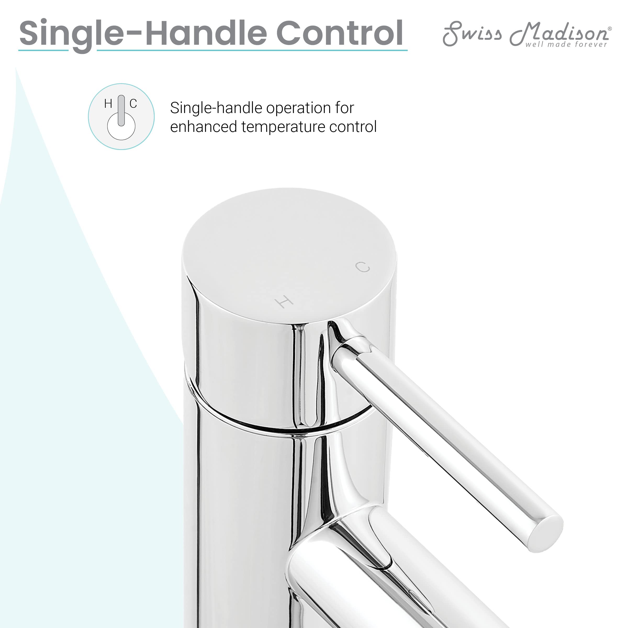Chrome Ivy Single Hole Single Handle Bathroom Faucet - Modern Water-Saving Design for Sink, Vanity, and Powder Room