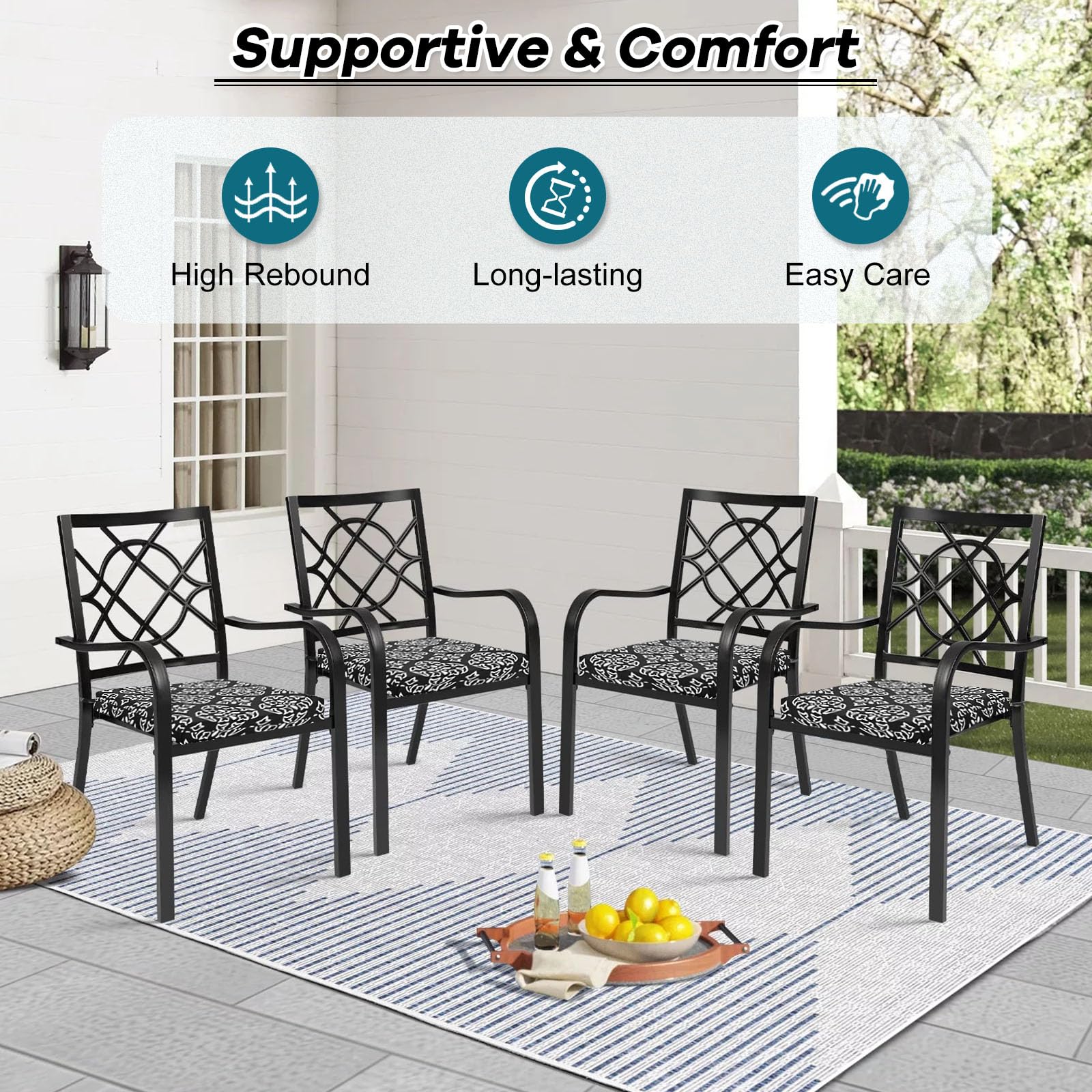 Premium Waterproof Outdoor Chair Cushions Set of 4 - 18.5