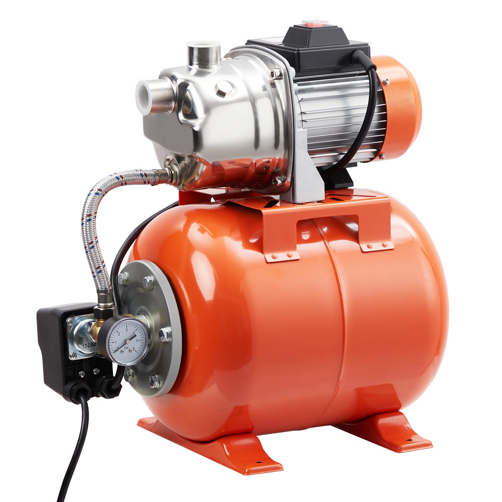 GARVEE 3/4 HP Stainless Steel Shallow Well Pump with Pressure Tank - 115V Automatic Water Booster Jet Pump for Home, Garden & Lawn Irrigation | Perfect for Watering Plants, Lawn Care & Household Water Supply