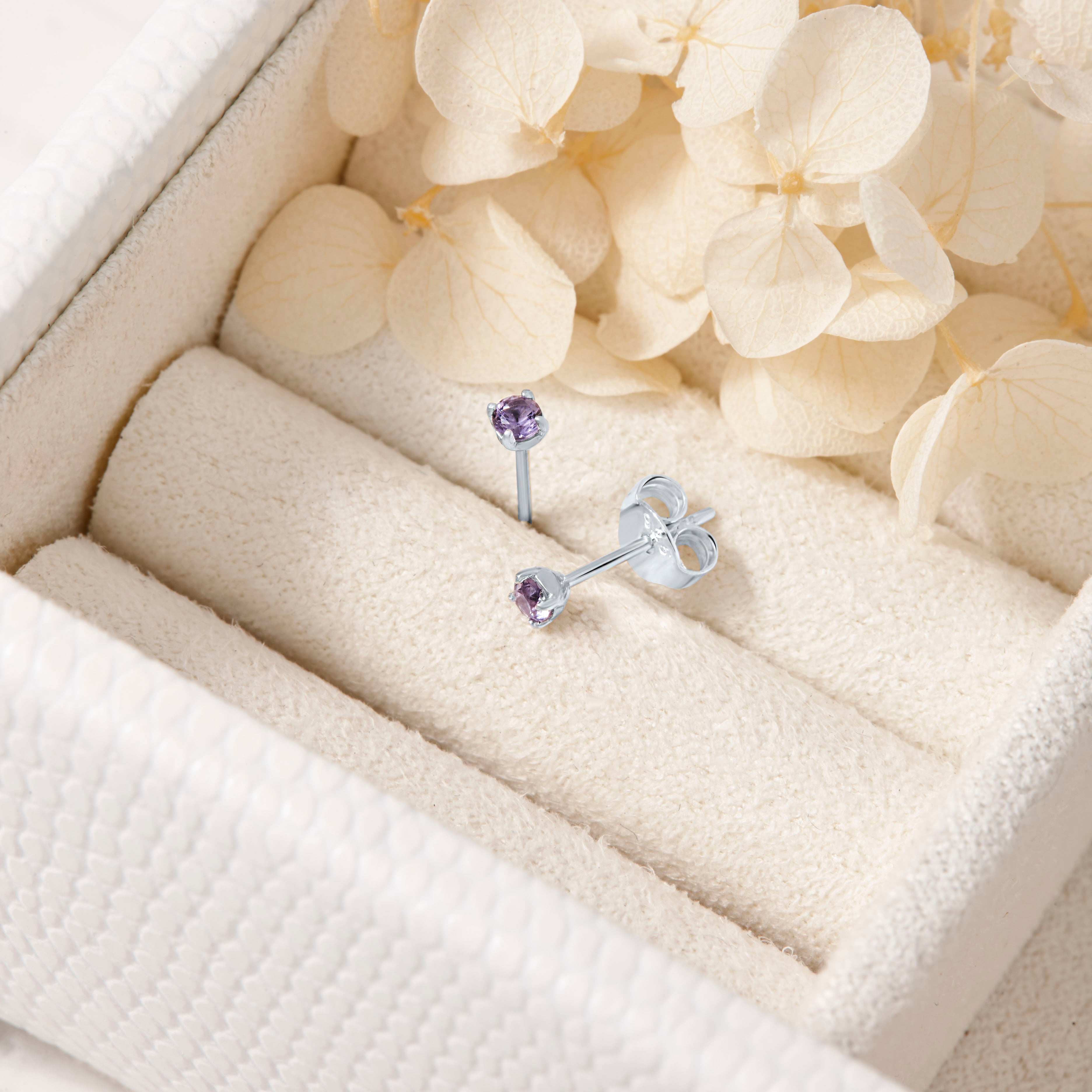 Elegant Amethyst Stud Earrings for Women - Genuine Purple Gemstone Jewelry - Perfect for Everyday Wear, Gift Giving & Special Occasions