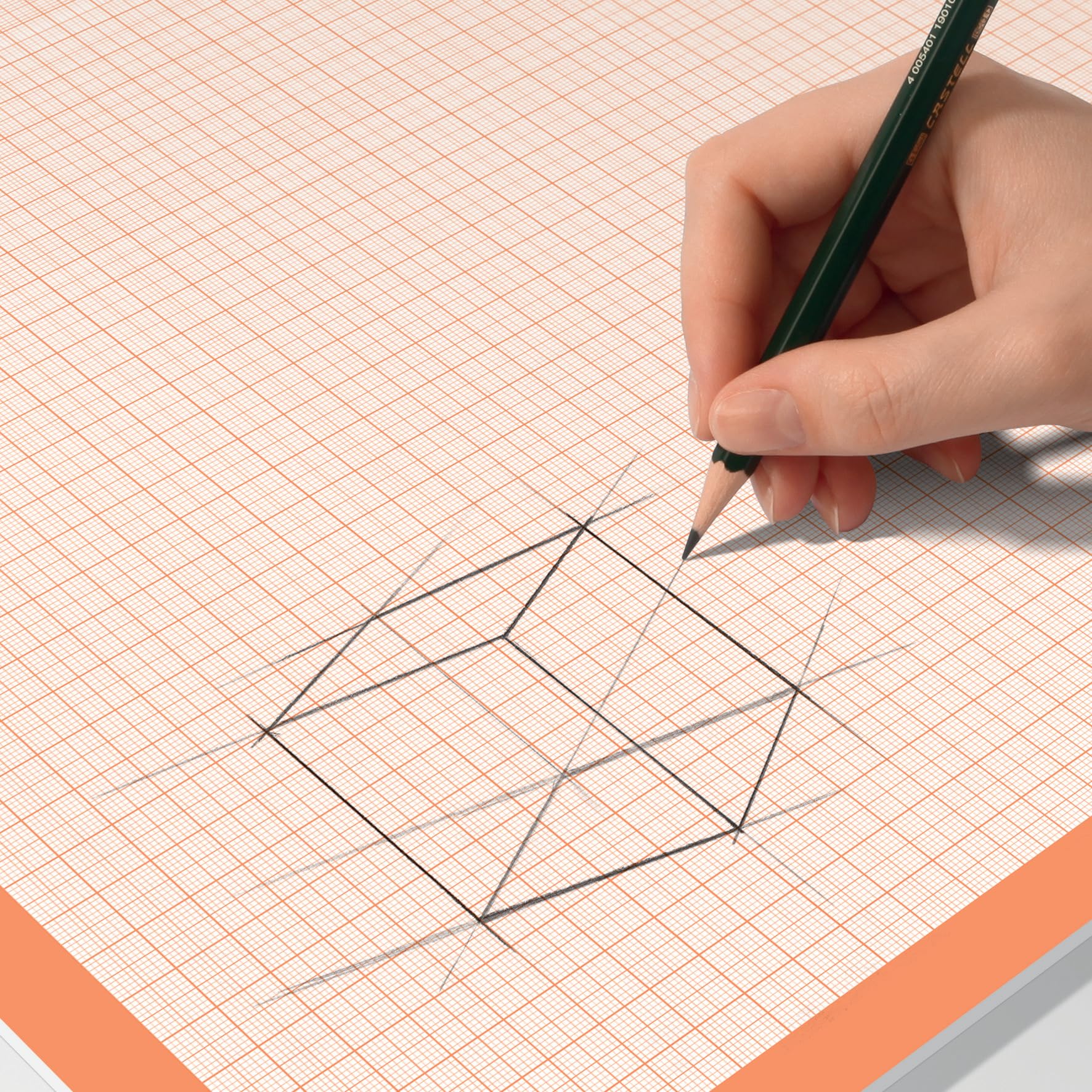 HO270 59.5 x 41 cm Orange Square Paper Desk Pad - Premium Grid Writing Surface for Office, School & Home Workspace Organization