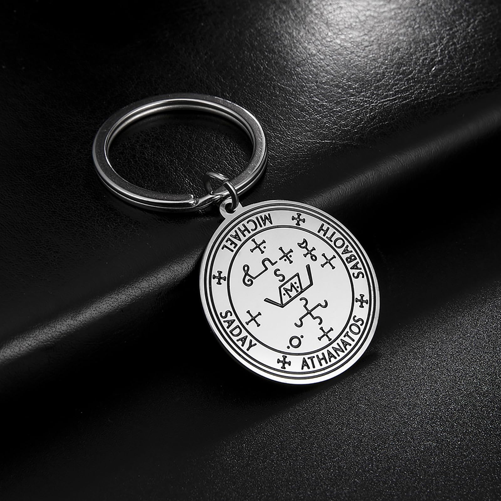 VASSAGO Archangel Keychain for Men & Women - Seal of 7 Archangels Pendant, Saint Michael Keyring, Kabbalah Amulet Gift for Protection & Spiritual Blessing | Perfect for Daily Carry, Car Keys, Backpacks & Spiritual Gifts
