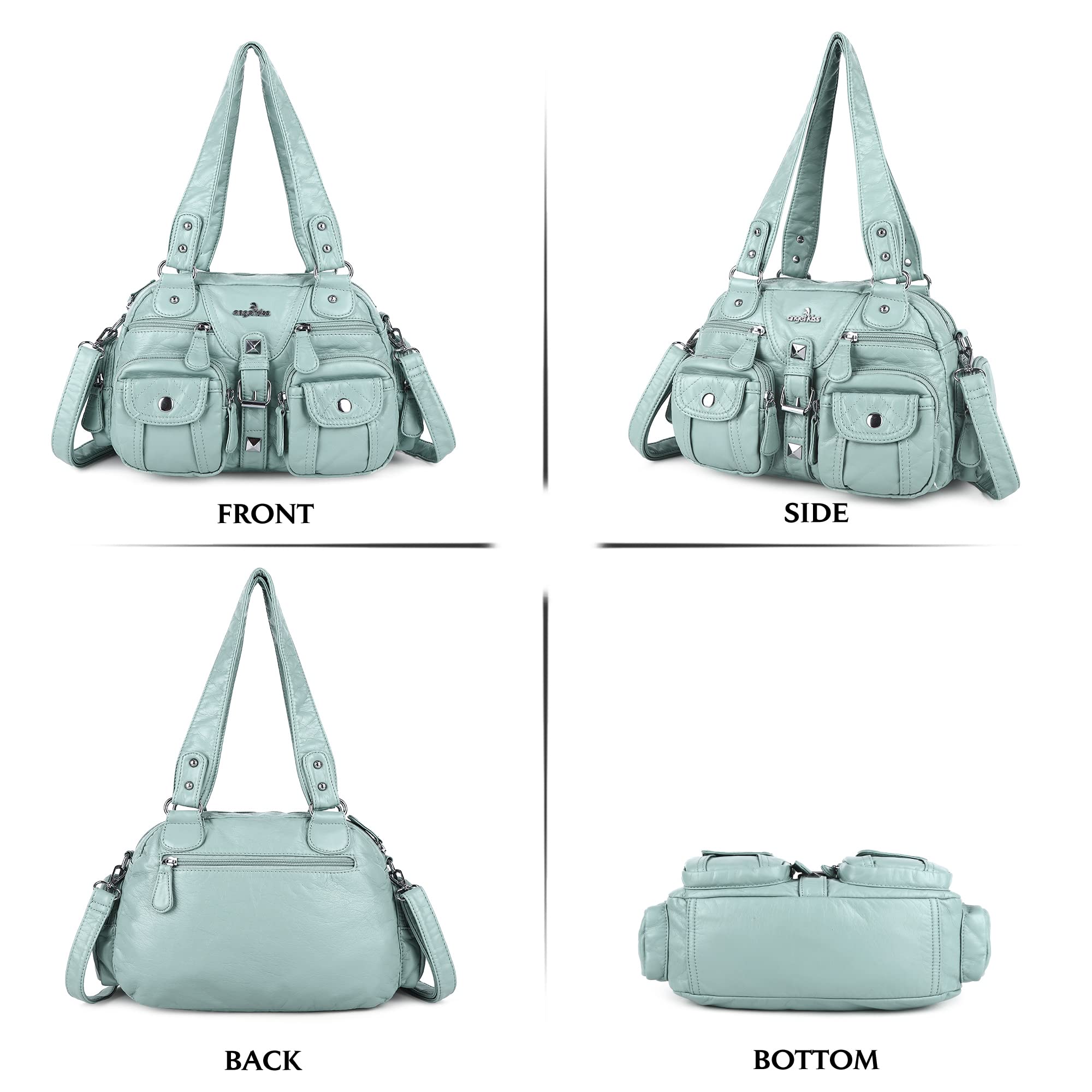 Angel Kiss Women's Soft Leather Hobo Crossbody Shoulder Bag with Removable Strap & Multiple Pockets - Perfect for Work, Travel & Everyday Use