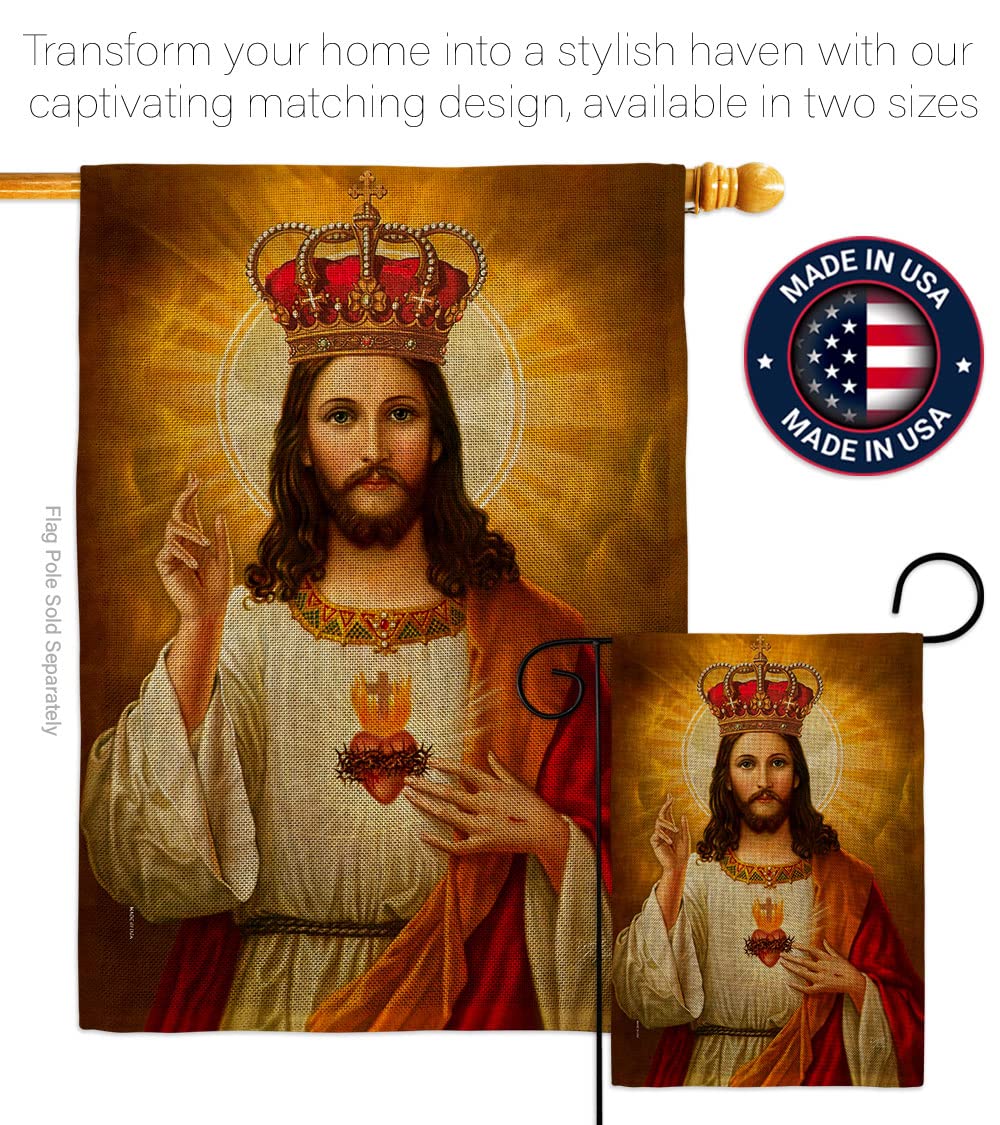 Jesus Sacred Heart Burlap Garden Flag - Religious Easter Decor for Home & Yard