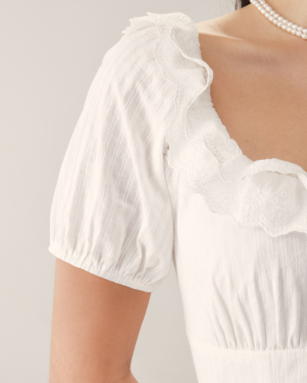Elegant White Embroidery Puffed Sleeve Maxi Dress for Women - Summer Boho Beach Wedding Party Dress