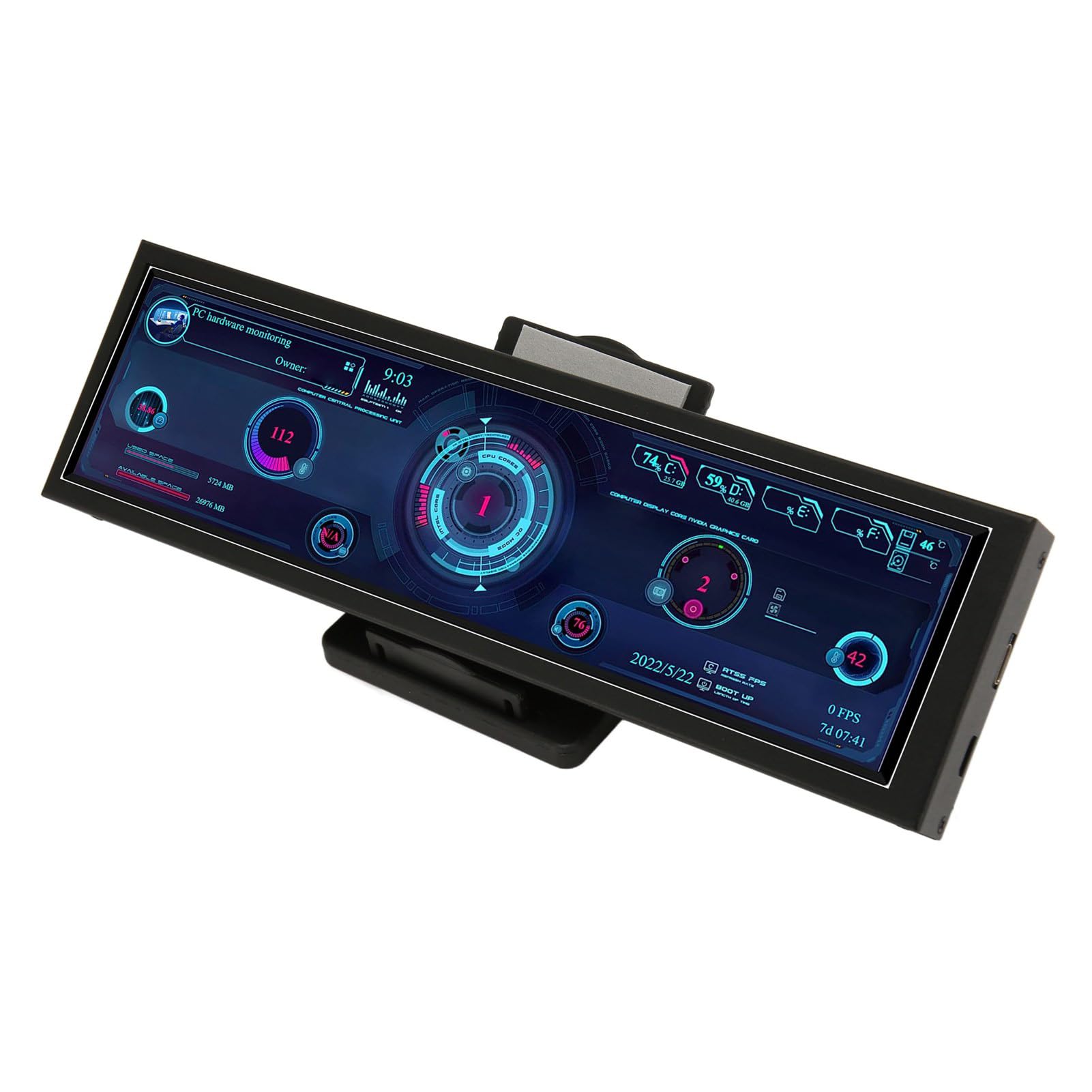 Haofy 8.8 Inch LCD PC Temperature Monitor - CPU/GPU System Performance Display with Type C Interface for Desktop Computers | Perfect for Gaming Rigs, Workstations & Overclocking Enthusiasts