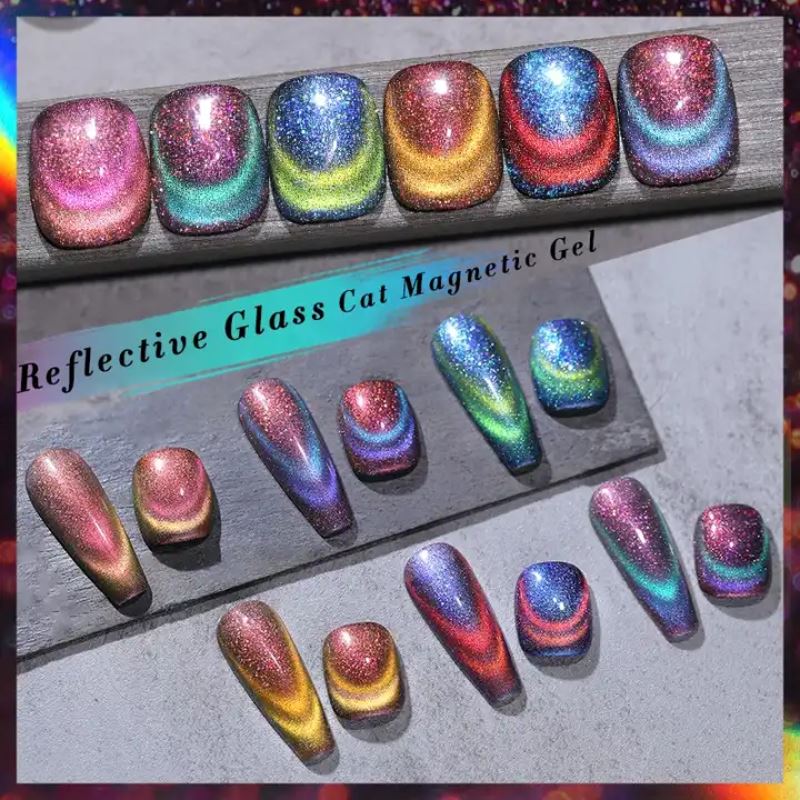 Reflective Glass Cat Magnetic Gel Nail Polish - Born Pretty - Long-Lasting Shine for Manicures & Pedicures - Perfect for Parties, Weddings & Special Occasions