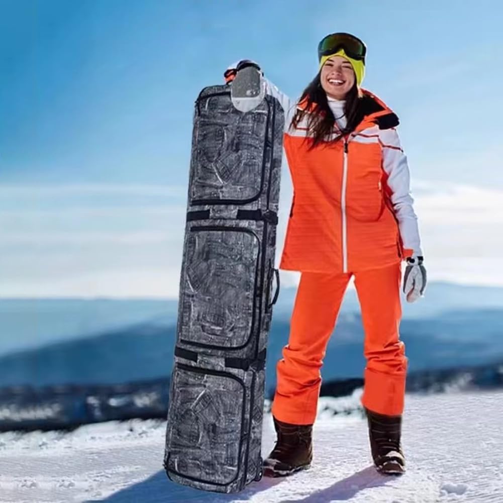 Padded Snowboard Travel Bag with Wheels - Lightweight Rolling Ski & Snowboard Carrier for Airplane Travel - Durable Snowboarding Equipment Bag for Flying, Ski Trips & Winter Sports Gear Storage