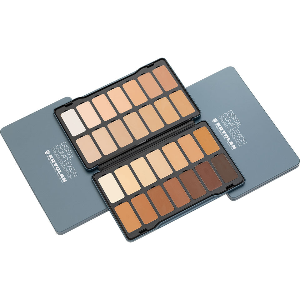 Kryolan Digital Complexion Cream Foundation Palette - 28 Pan Professional Makeup Kit for HD & 4K Camera (Digital 1) - Ideal for Film, TV, Bridal & Photography Makeup Artists