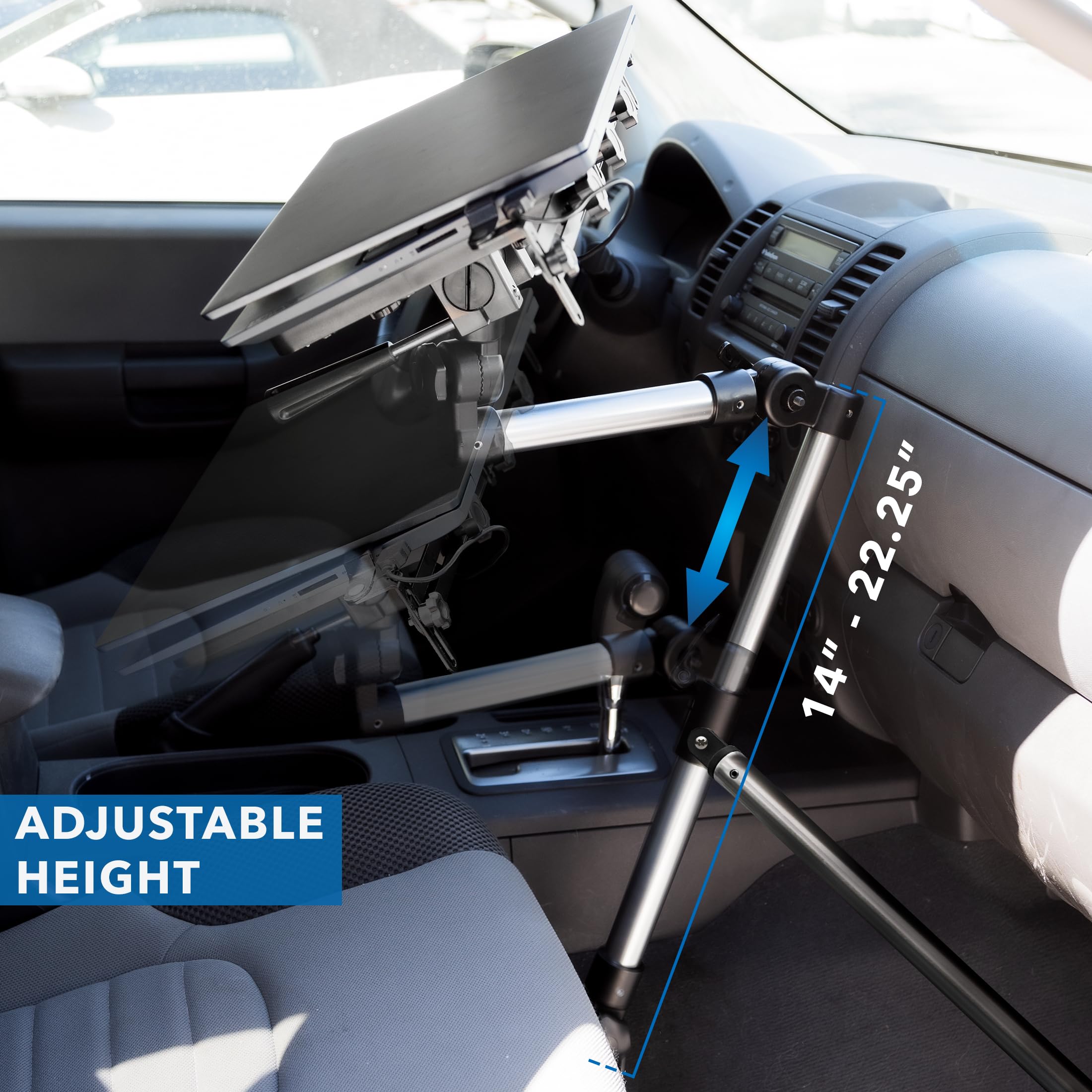 Mount-It! Heavy-Duty No Drill Car Laptop Mount - Universal Vehicle Stand for Trucks, Vans & SUVs | Secure Workspace Solution for Commercial & Personal Use | Perfect for Road Trips, Delivery Drivers & Mobile Professionals